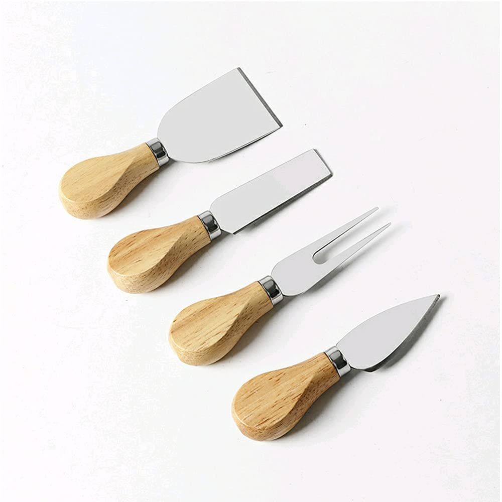 Charcuterie Accessories, 4 PCS Cheese Knives Set with Wood Handle, Stainless Steel Cheese Slicer/Cheese Cutter