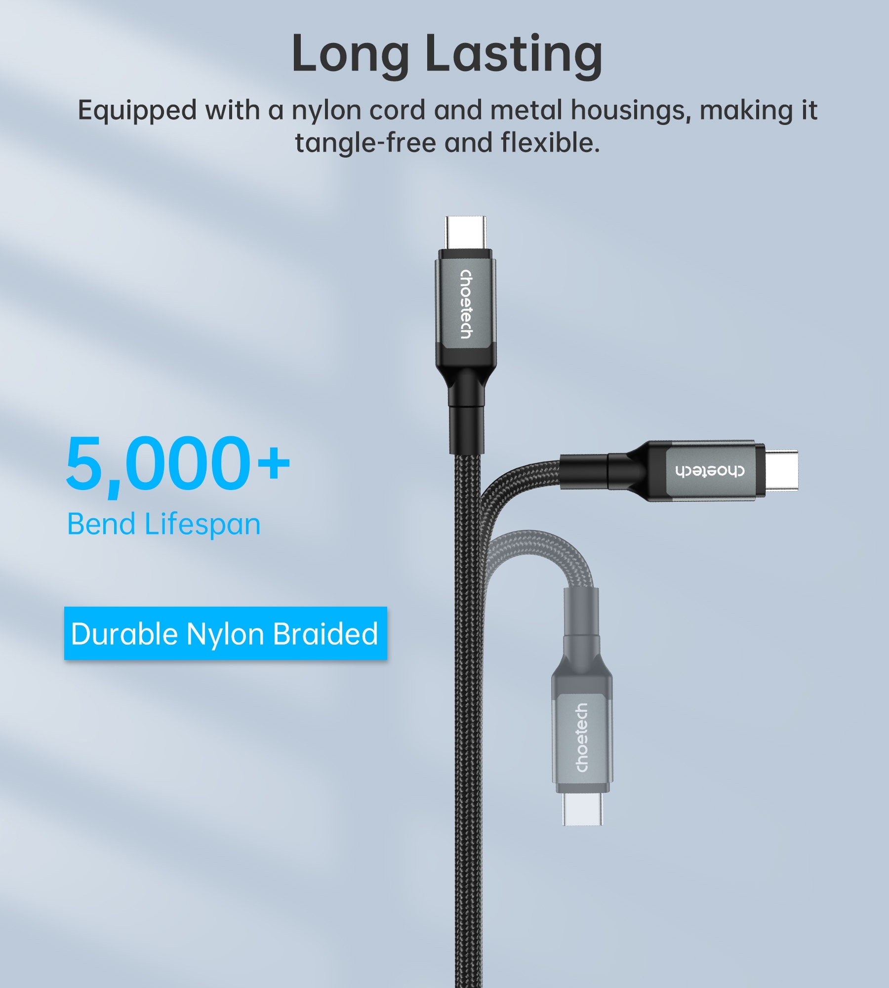 CHOETECH XCC-1042 Gen3.0 USB4.0 with 8K @ 60hz Video & Audio 240W USB-C to C Braided Cable 2M โ image 4