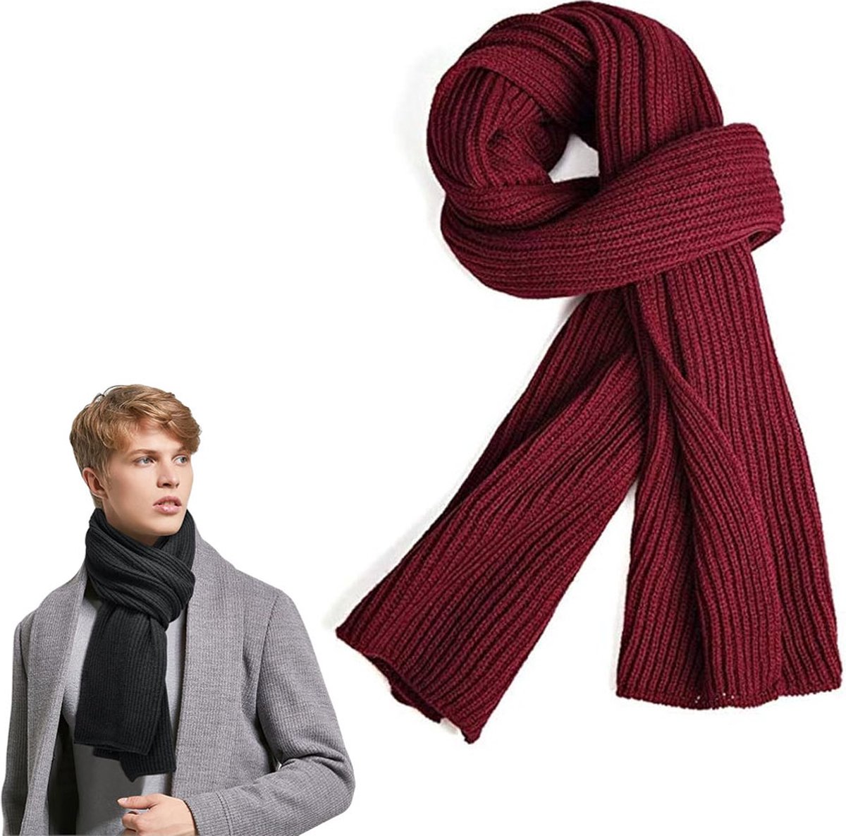 Knitted Scarf for Women & Men - Warm Winter Scarf - Small Scarf - Unisex - Oblong Scarf - Wool Scarf - Winter Warm & Soft - Men's Scarf - Women's Scarf