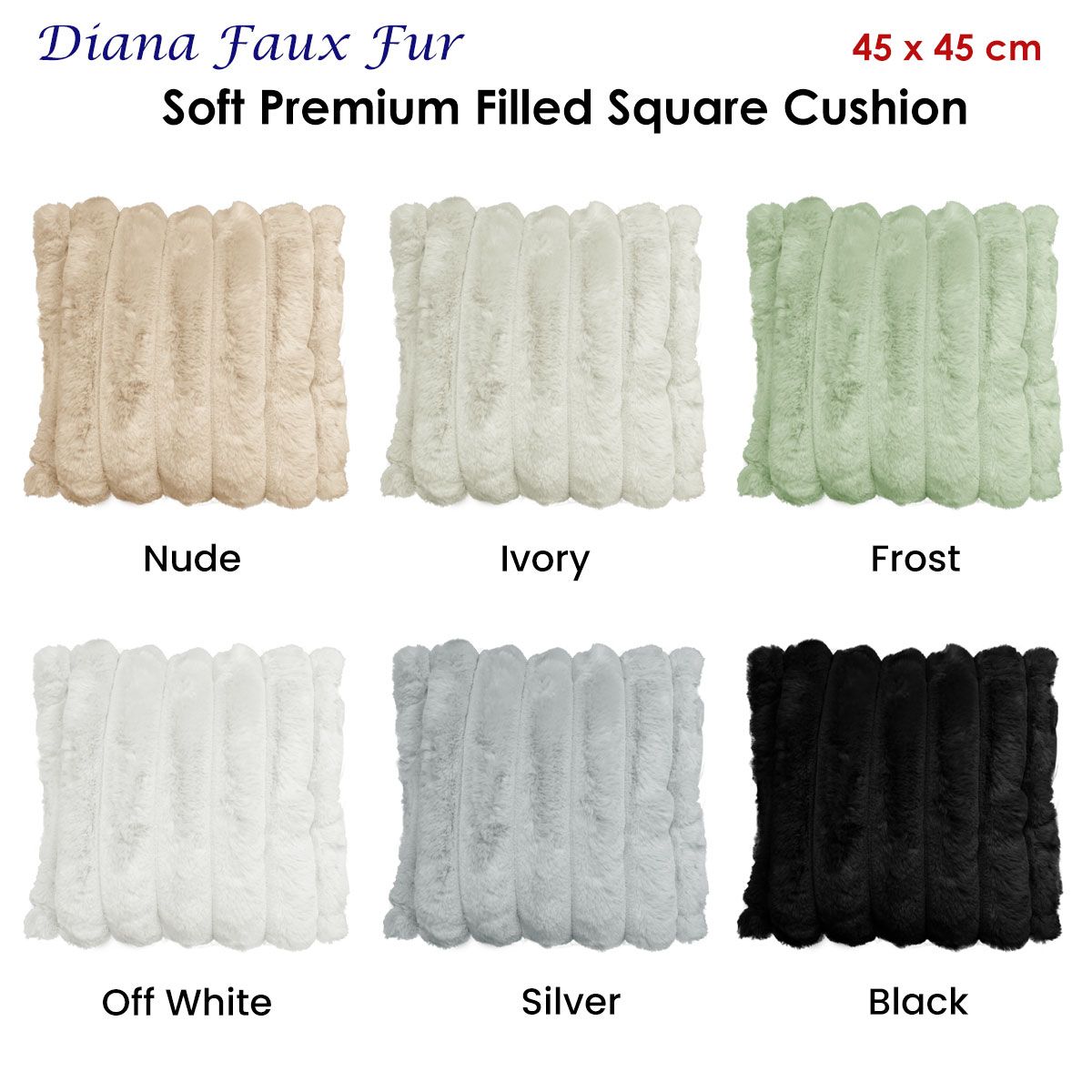 Diana Faux Fur Soft Filled Cushion Square - 45cm x 45cm Silver — image 2