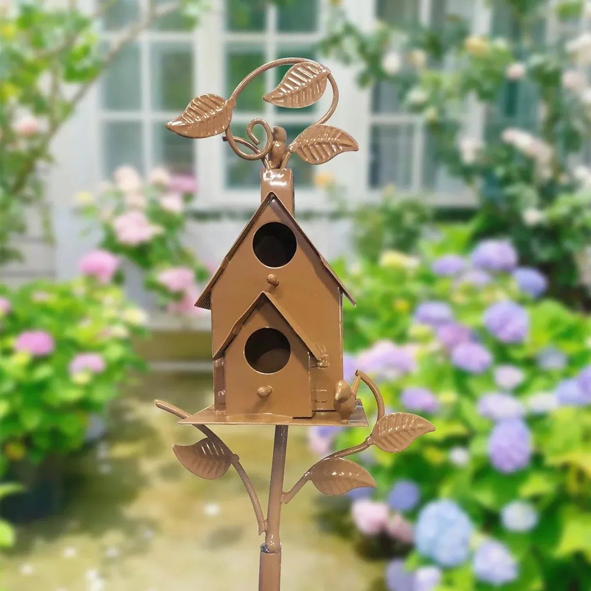 Birdhouse Garden Stakes Outdoor Yard Ornaments for Lawn and Garden Decoration - D β image 6