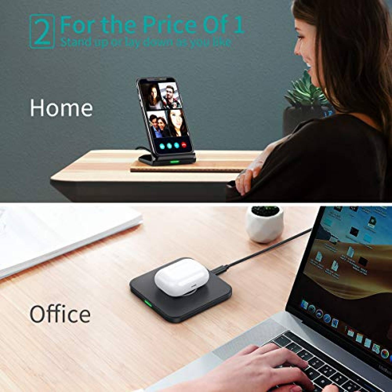 CHOETECH MIX00087 (T524S+T511S) Qi 10W/7.5W Fast Wireless Charging Stand and Pad โ image 2