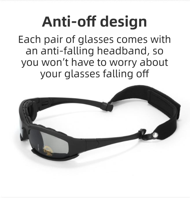 Khaki Tactical Protection Goggles with Storage Box and Elastic Straps (Polarized 4-Lens Set) - Windproof, Dustproof, UV Protection for Cycling — image 4