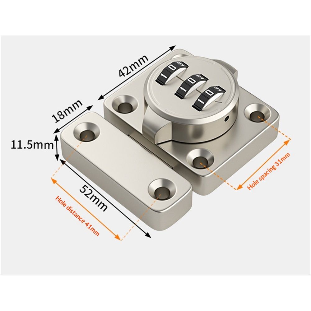 Combination Cabinet Latch, Keyless Drawer Lock, Easy to Install, Suitable for Kitchen Cabinet, Office Drawer, Wooden Furniture, One-Way Door, Etc (Silver, 1 โ image 5