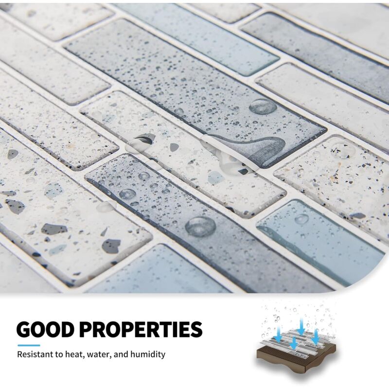 Self-Adhesive Wall Tiles Vinyl Kitchen Tile Marble Blue 10 Pieces โ image 4