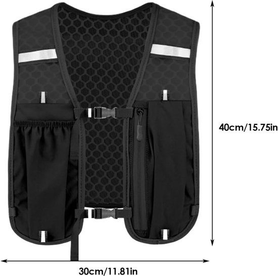 Running Hydration Vest With Reflective Strips, Phone Pockets And Bladder Compartment, Black, 2 L — image 5
