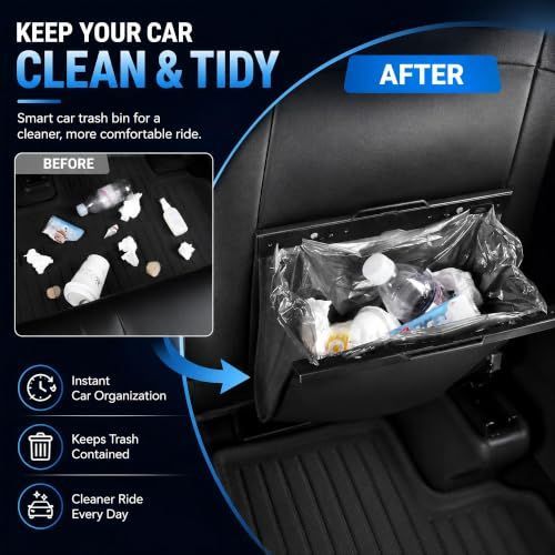 1Pack Car Trash Can Leak-Proof, 4 Pack Black Large Capacity Auto Trash Bin | With Magnetic Opening, Multi-Purpose Open-Top Car Organizer for Backseat, Console — image 4