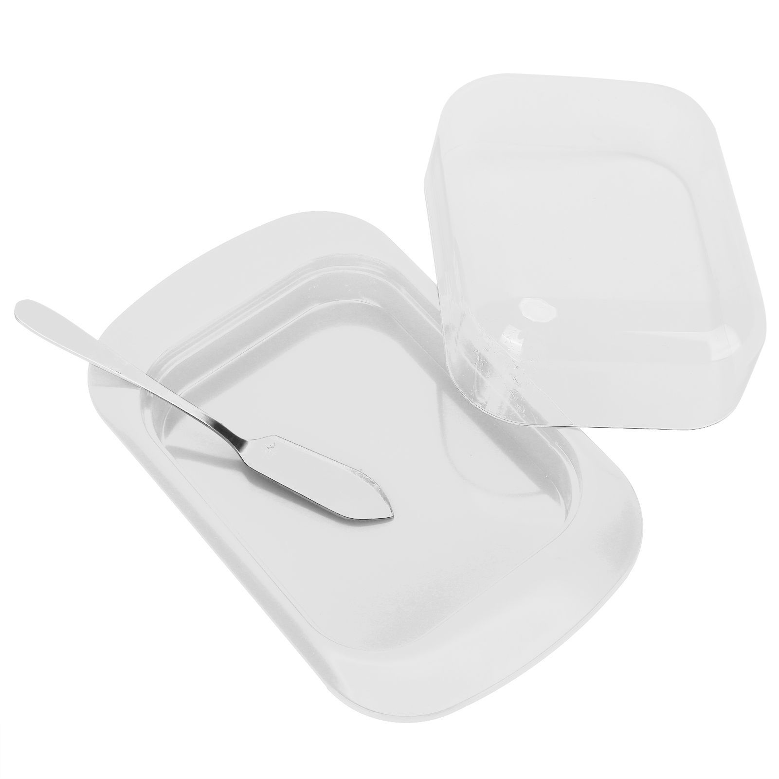 Wide Rectangular Butter Container with Lid Knife Portable Small Cheese Dish Holder Tray for Home KitchenWhite — image 3