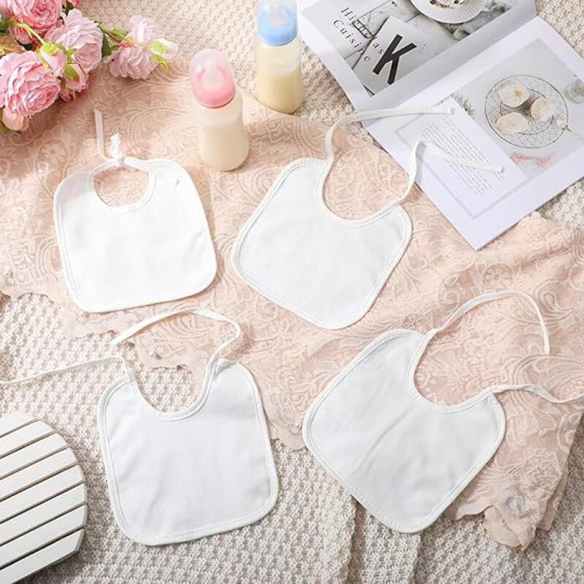 Bibs - Pack of 12 - Large Bibs - Cotton - TPU - With Straps - Waterproof - Baby Bibs for Drool - Drool Cloths for Babies and Children - Suitable for Feeding — image 5