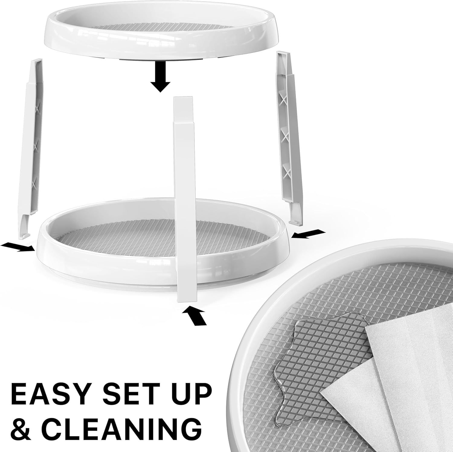 2-Tier Lazy Susan Spice Organizer, 10" Diameter, White/Gray โ image 6