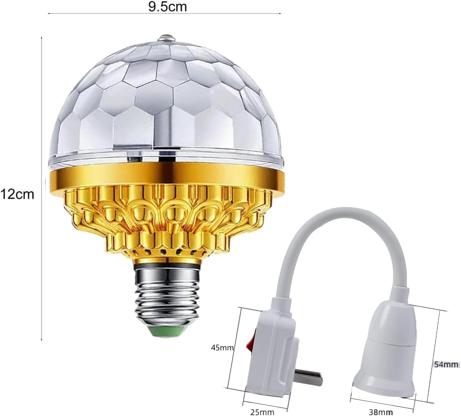 2Pcs Colorful Rotating Magic Ball Disco Ball Light Bulb with Sockets, Plug in RGB LED Stage Light for Home Room Dance Parties — image 5