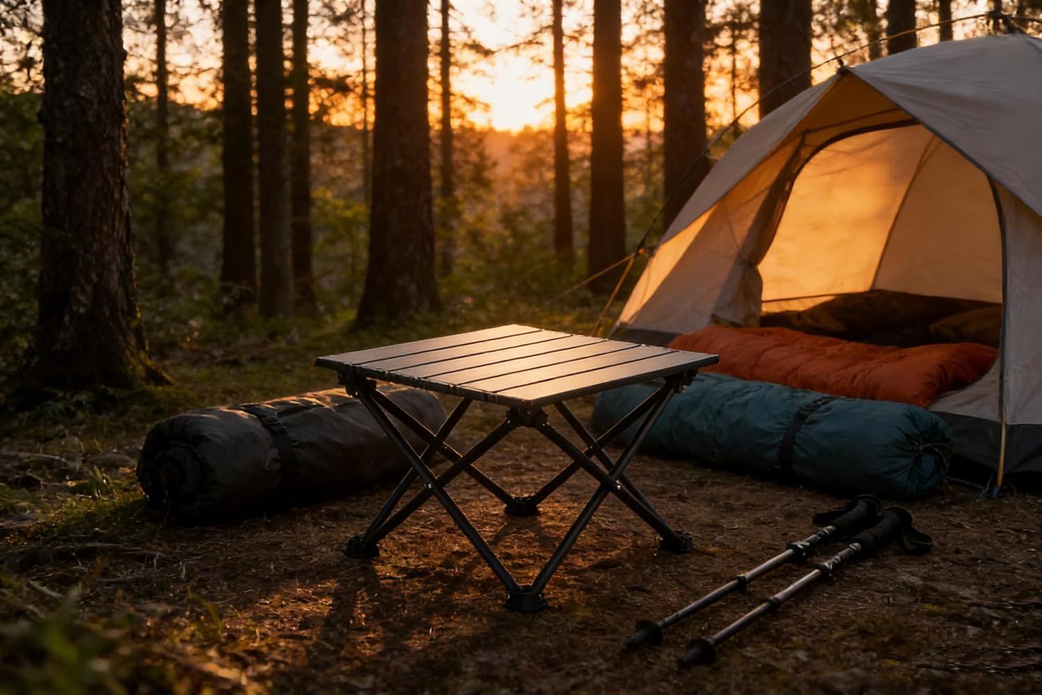 Roll Up Camping Table with Carry Bag, Lightweight Aluminium Table for Picnics, BBQs, Travel and Camping, Black, 39.9 x 34.8 x 27.9 cm โ image 2