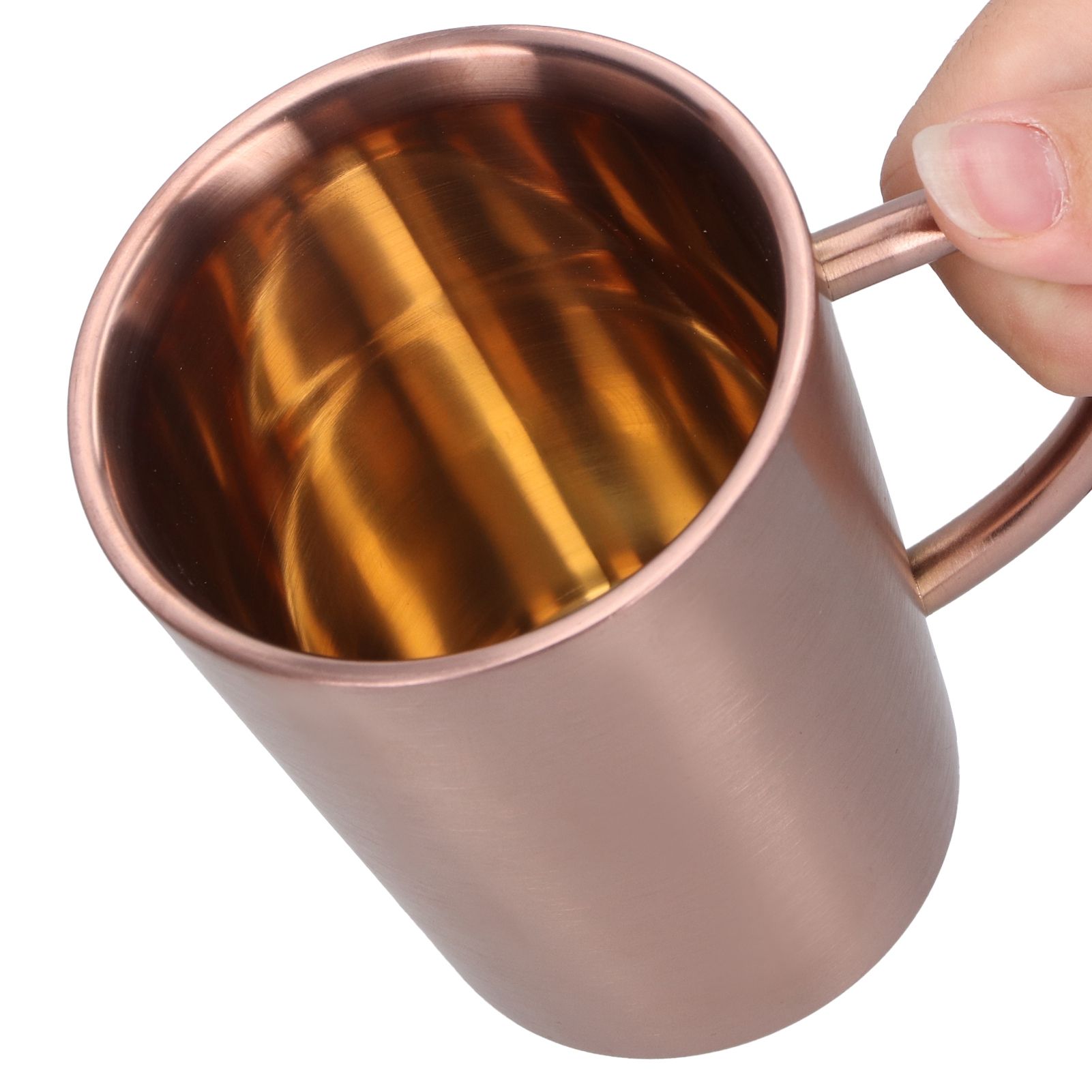 340ml 304 Stainless Steel Beer Mug Coffee Water Cup with Handgrip Double Wall DrinkwareRose Gold — image 6