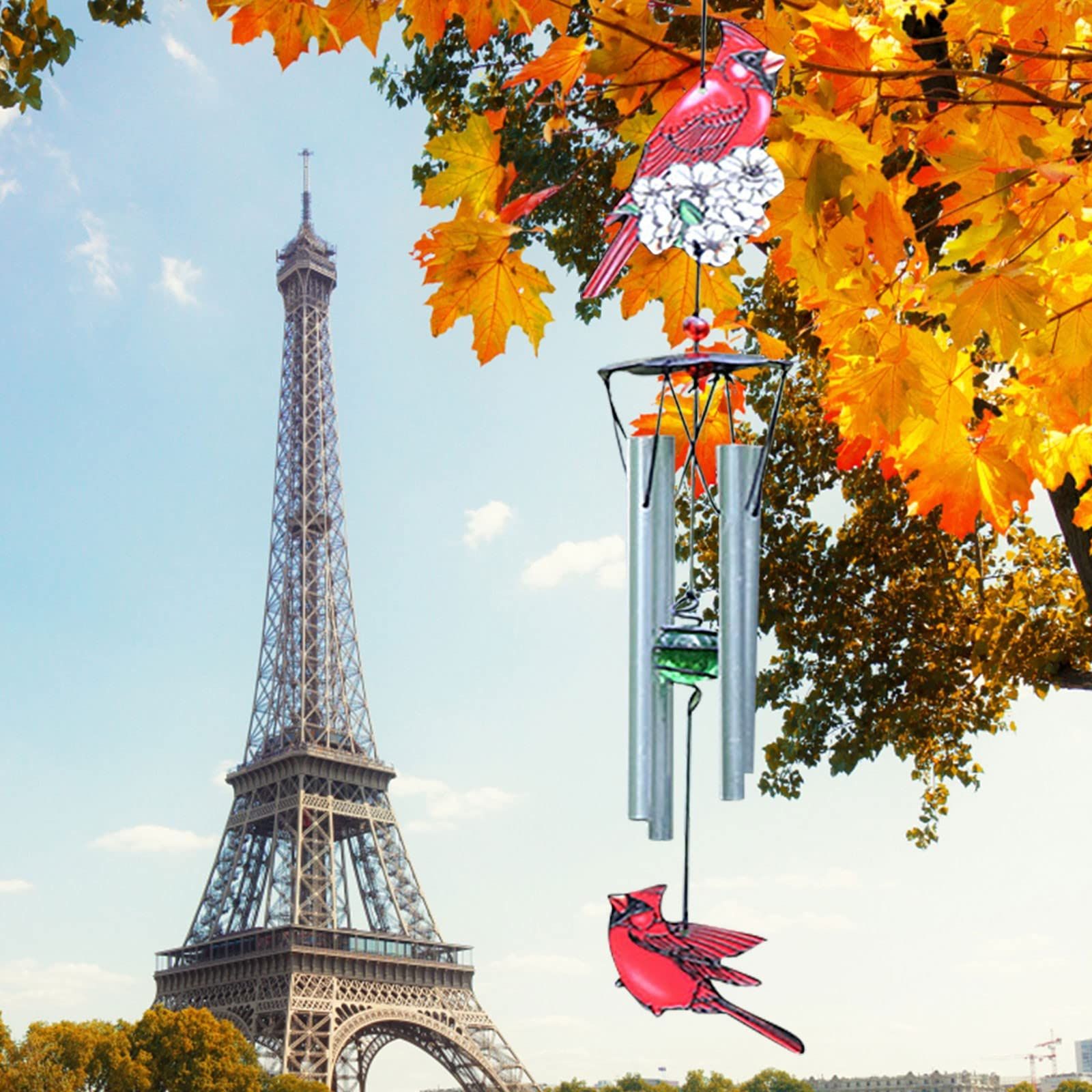 Sympathy Grief Memorial Gift Cardinal Outdoor Decoration Memorial Bird Wind Chime Bell Decoration Ornaments Garden Courtyard Metal