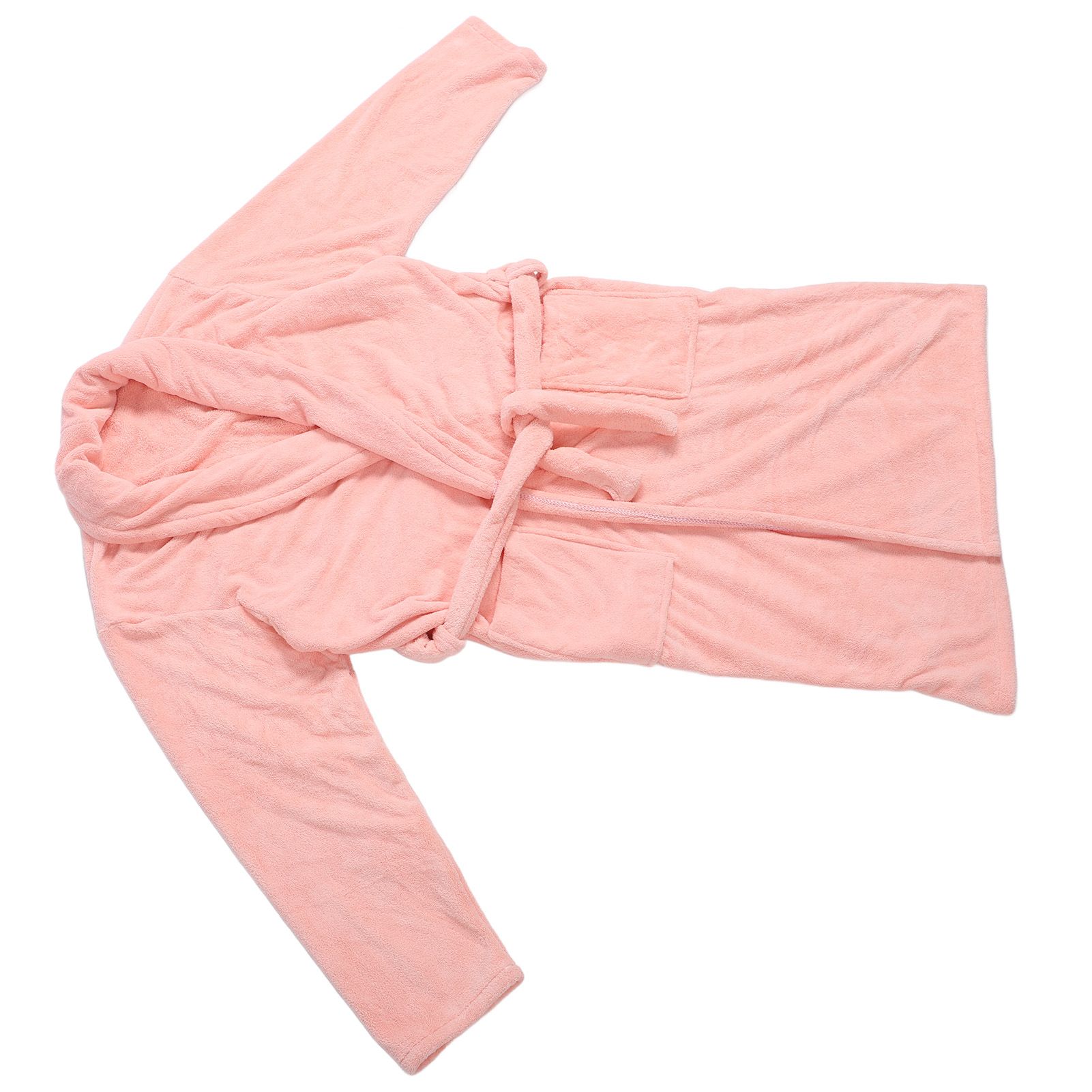 Bathrobe Coral Velvet Thicken Soft Water Absorbent Warm Belt Design Couple Bathrobe for Home Hotel Pink — image 3