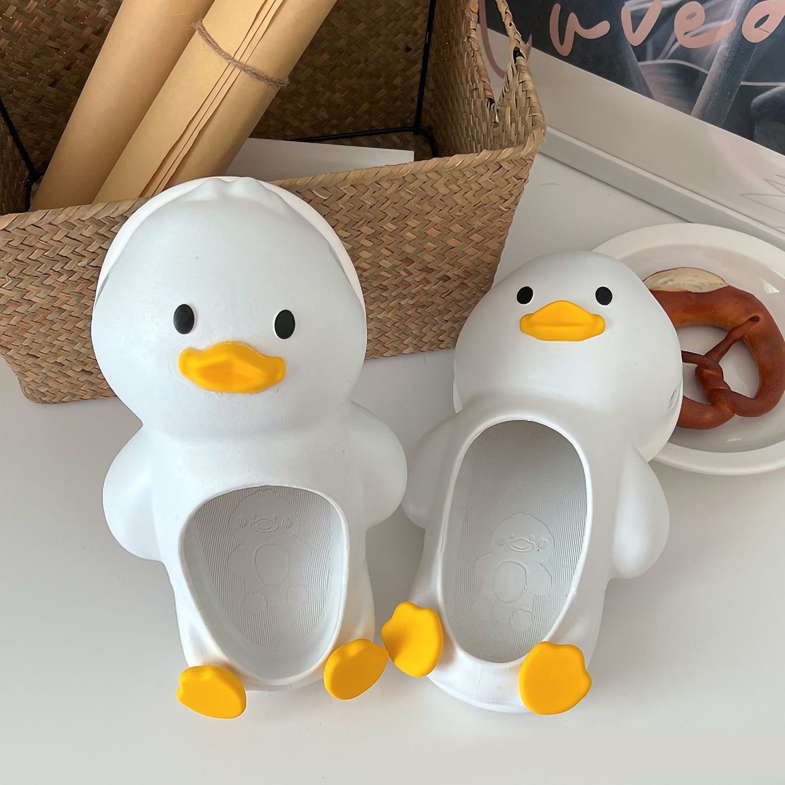 Cartoon Duck Slippers Women Summer Indoor Outdoor PVC Cute Sandals Birthday Gift for Beach Party Yellow 40-41 โ image 4