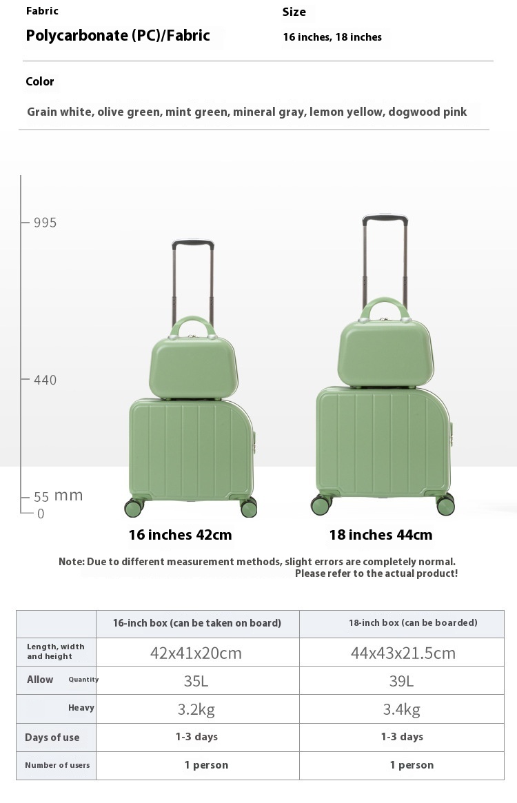 Dark Green 18-Inch Lightweight Carry-On Luggage - Waterproof & Anti-Theft Suitcase with Silent Universal Wheels โ image 5