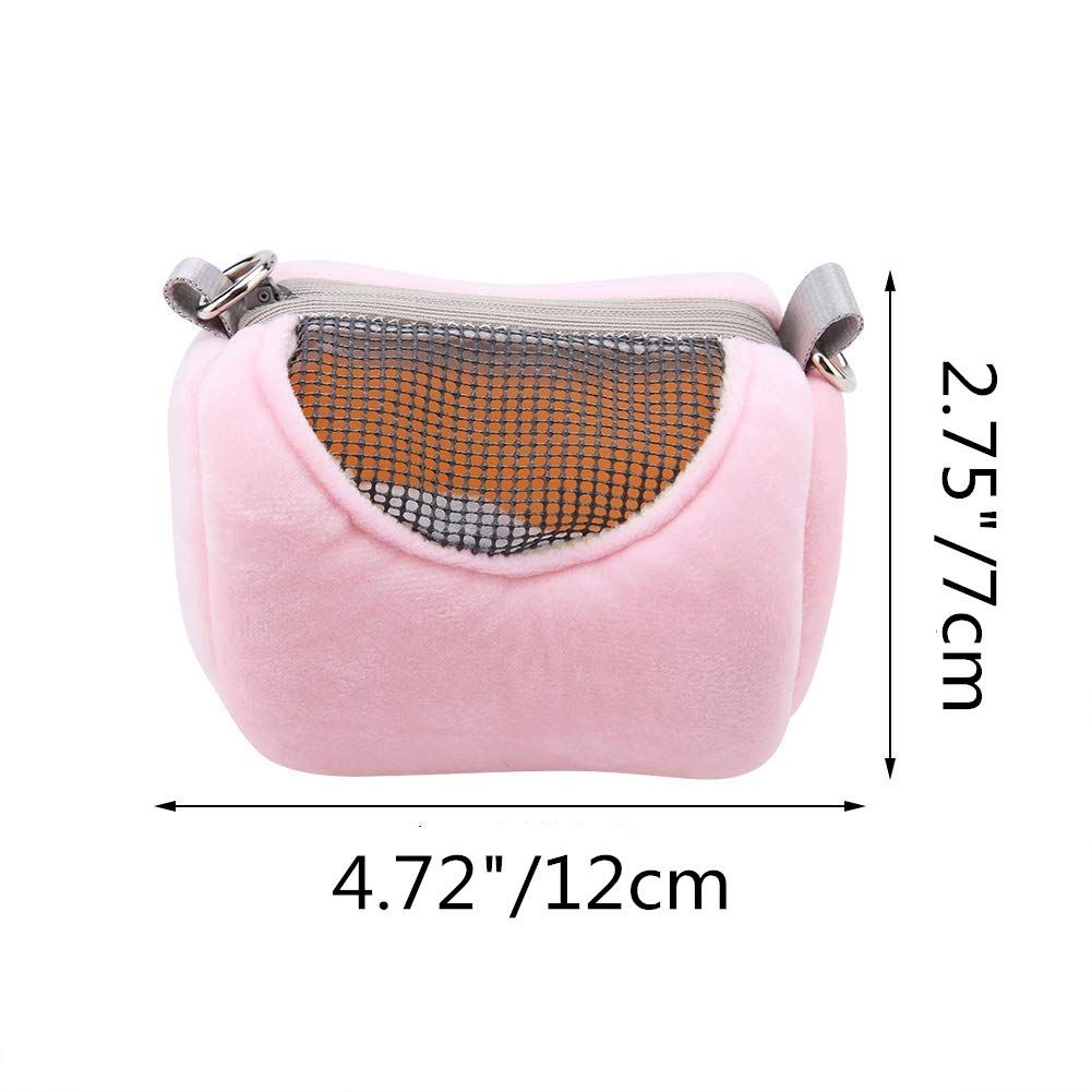 Dwarf Hamster Carrier Bag Portable Cylinder Warm Outdoor Bag with Adjustable Single Shoulder Strap (Pink) — image 2