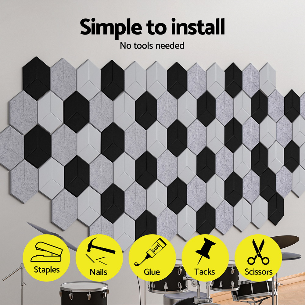 Alpha Acoustic Foam 12pcs 35x30x0.9cm Soundproof Absorption Panel Adhesive White โ image 6