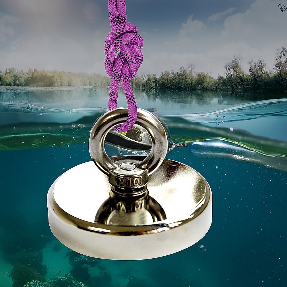 Round Neodymium Fishing Magnet with Countersunk Hole and Eyebolt, 500 LBS pull โ image 5