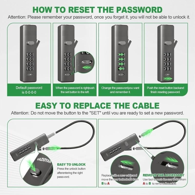 Steel wire rope combination lock basket anti-theft lock bicycle lock Wire rope password lock — image 5