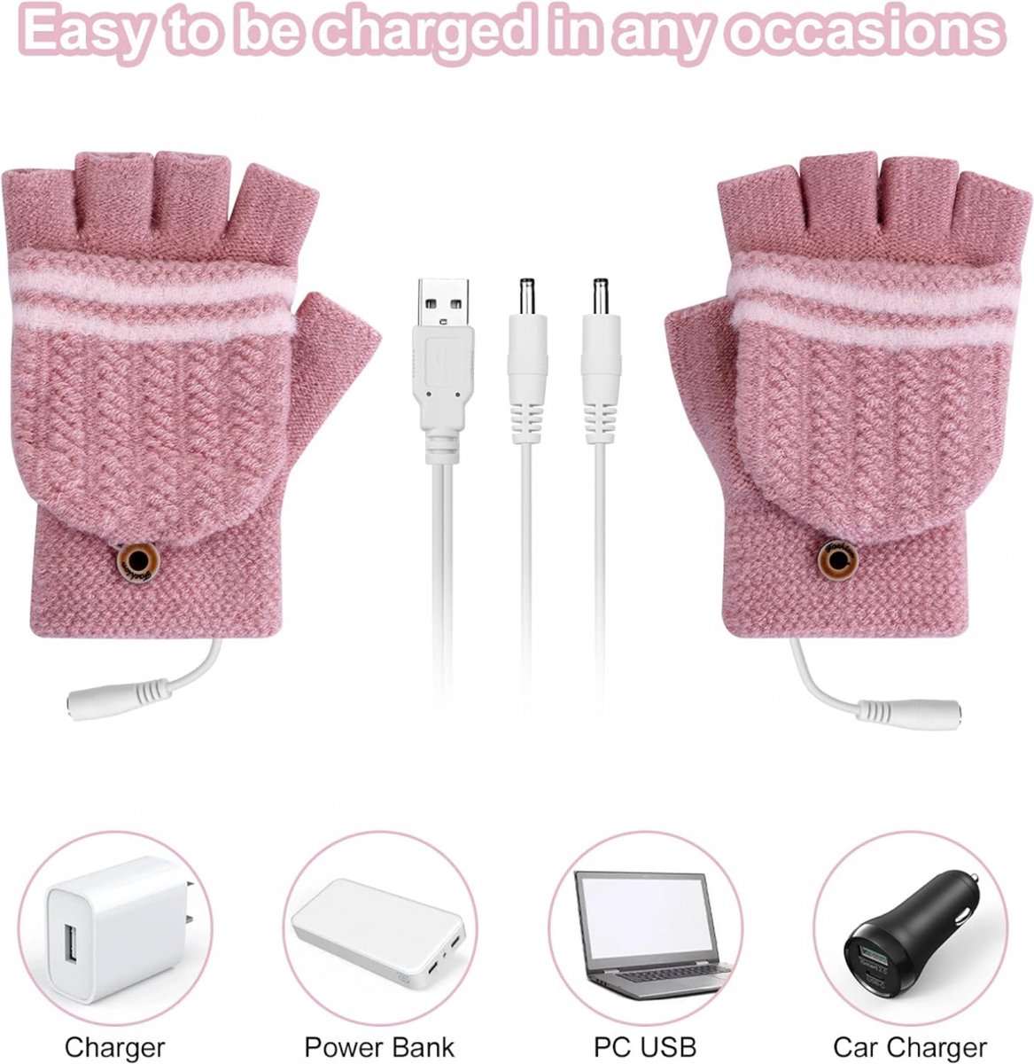 Heated Gloves - USB Heated Mittens - Heated Gloves - Electric Winter Gloves - Knitted Heated Gloves - Waterproof - Windproof - USB Rechargeable - Electrically — image 4