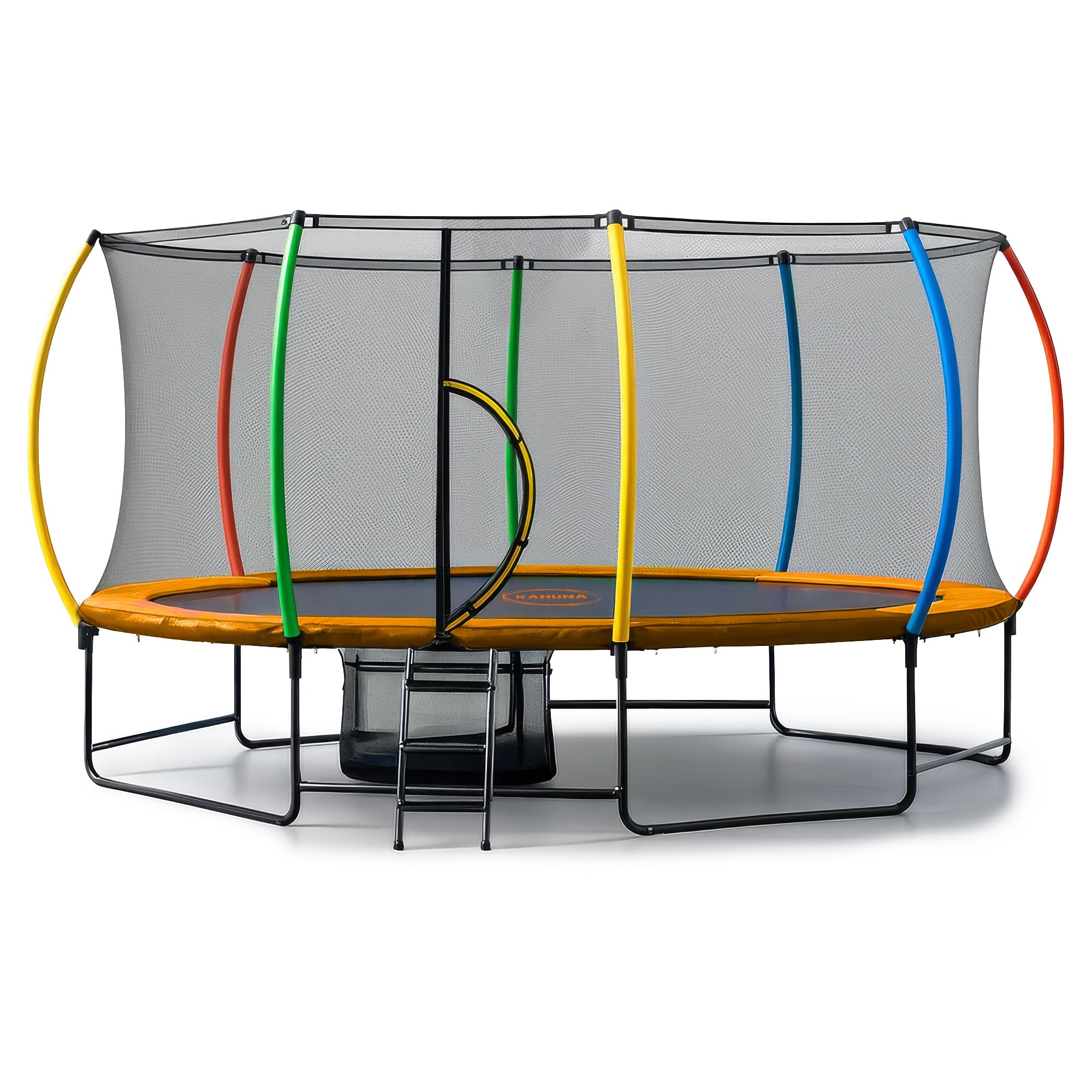 Kahuna 10 ft x 15 ft Oval Outdoor Trampoline with Reversible Rainbow & Orange Safety Pad Safety Net and Ladder โ image 3