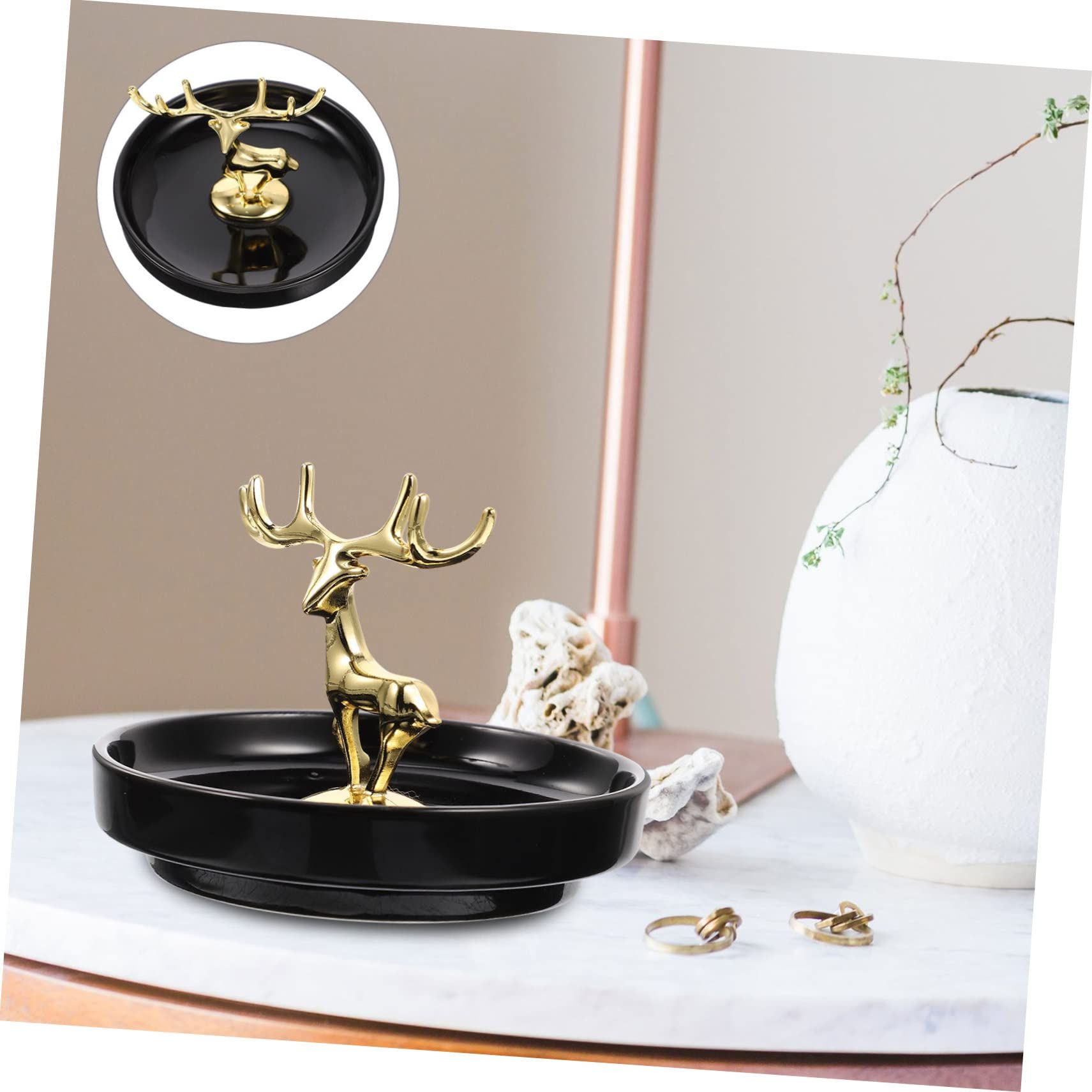 Deer Ornament Bracelet Tray Bracelet Holder Black Ring Black Decorations Black Stand Sculptures Home Decor Black — image 5