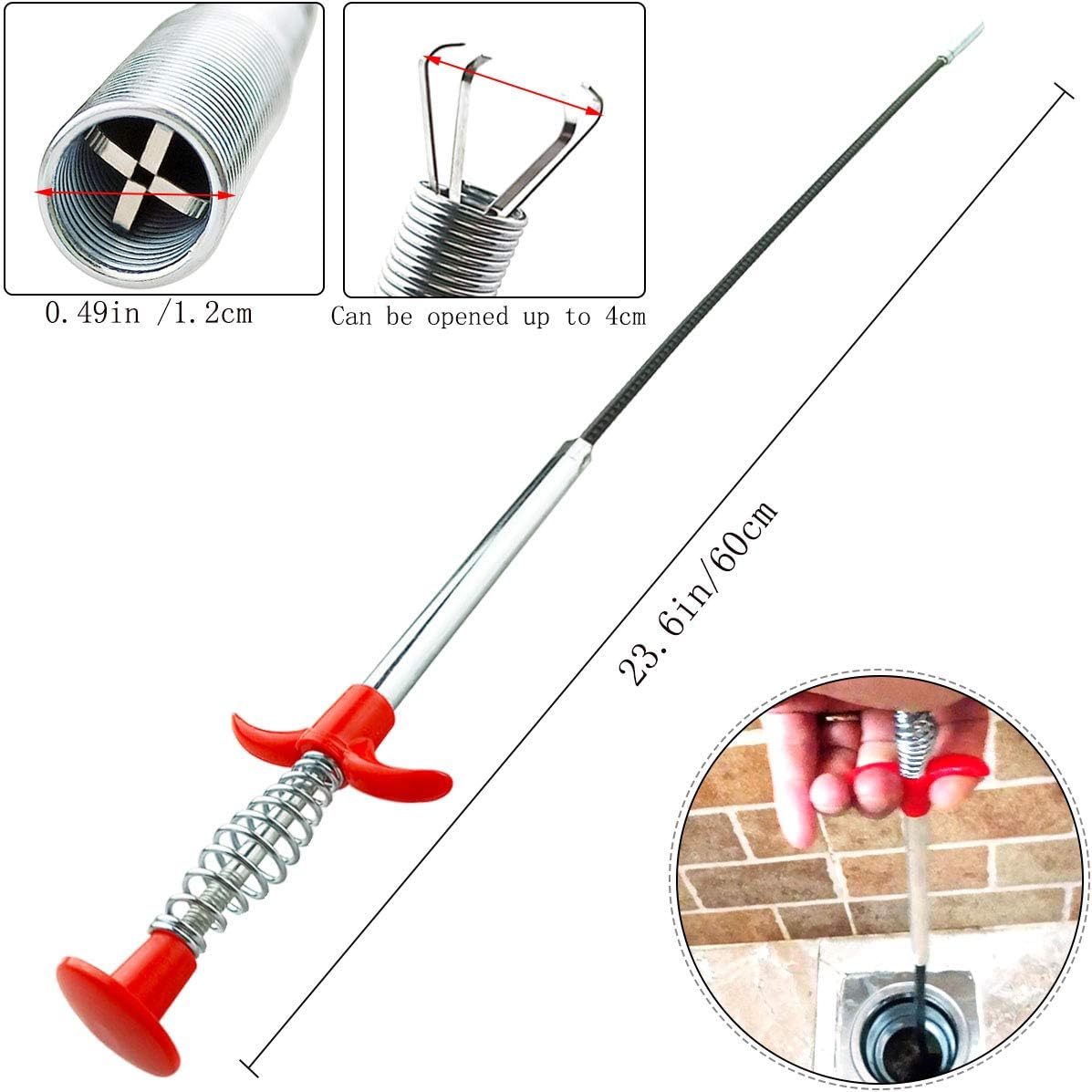 Plumbing Grabber Sink Grabber Flexible Claw Pickup Tool for Litter Pick, Drains, Home Sink, Toilet & Clean Dryer Vents (24inch) — image 3