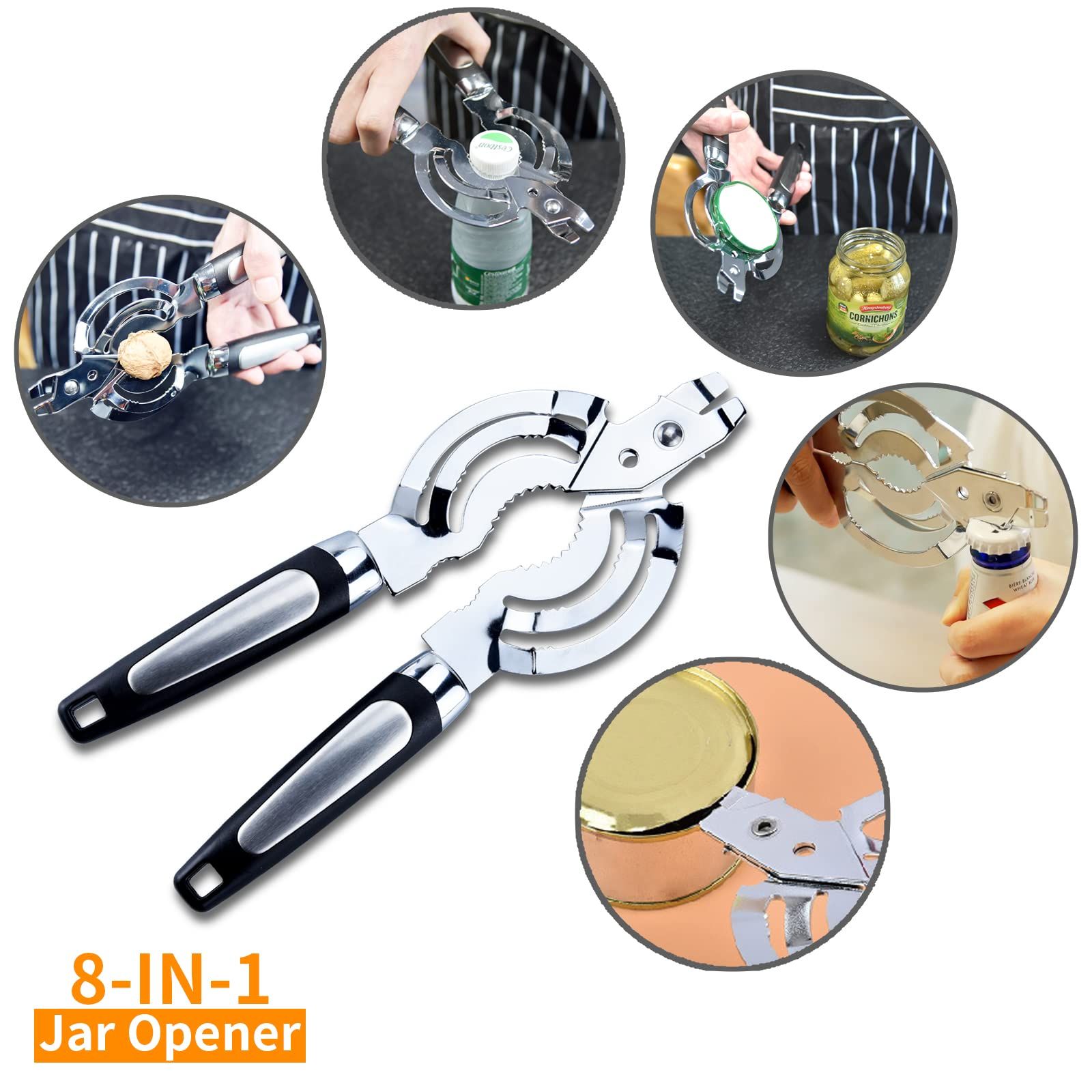 Multi Jar Opener for Weak Hands, Stainless Steel Jar Lid Opener, Beer Bottle Opener for Arthritic Hands, Seniors with Arthritis โ image 3