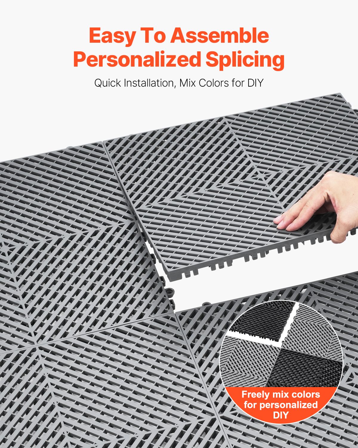 Interlocking Drainage Mat, 41.5 x 41.5 cm Modular Interlocking Cushion, 24 Pcs Splicing Drainage Mats, PP Non-Slip Drainage Floor Tile and Shower Mat, for β image 5