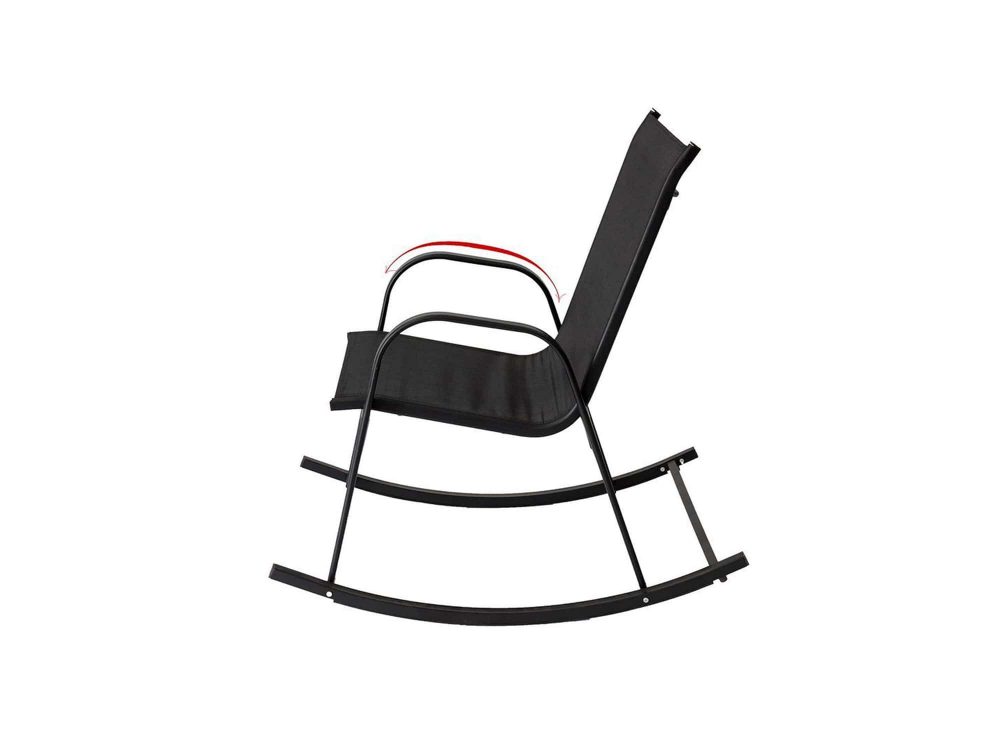 Rocking Chair High Back Rocker Chairs Steel Metal Textilene Fabric-Black — image 6