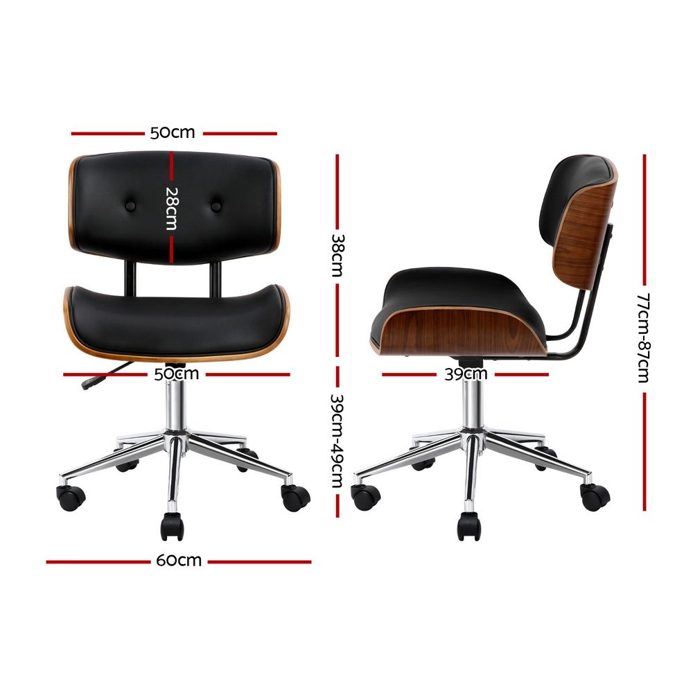 Artiss Wooden Office Chair PU Seat Black Brown — image 2
