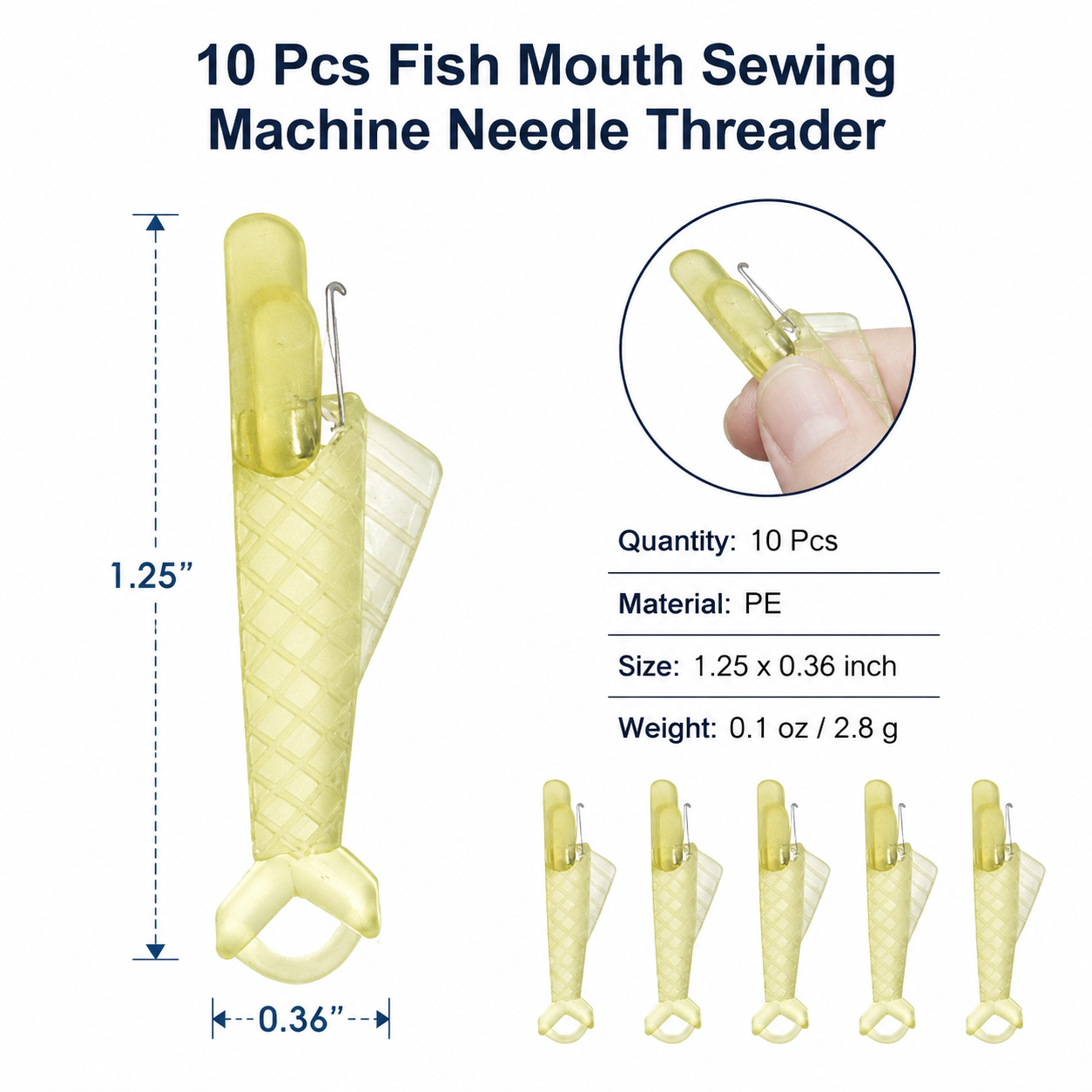 10 Pcs Fish Mouth Sewing Machine Needle Threader,Upgraded Automatic Sewing Needle Threader,Simple Needle Threader Tool(Yellow) — image 4