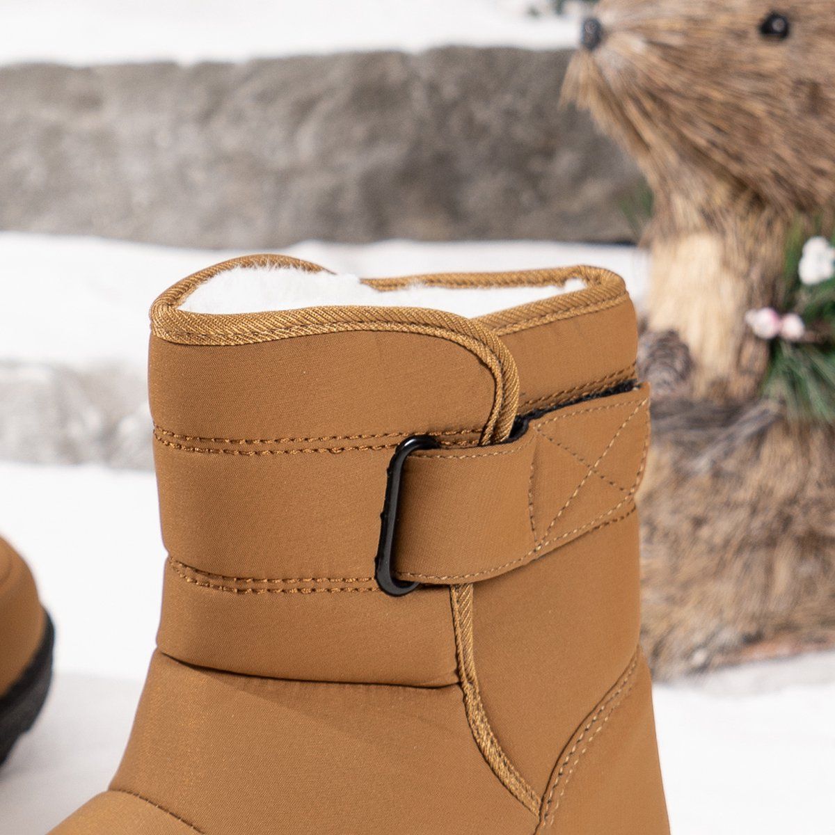 Women's Waterproof Snow Boots, Warm Fleece-Lined Winter Boots with Non-Slip Outdoor Sole for Cold Weather Walking, Size 40, Turmeric — image 6