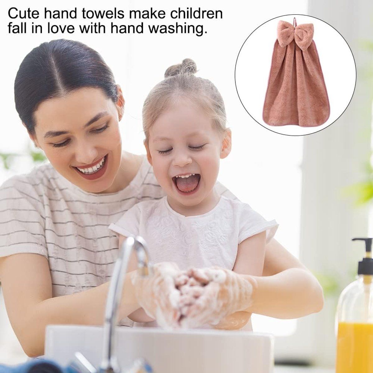 4-Pack Bow-Knot Microfiber Hand Towels, Assorted Hanging Bathroom Towels, 33 x 33 cm โ image 2