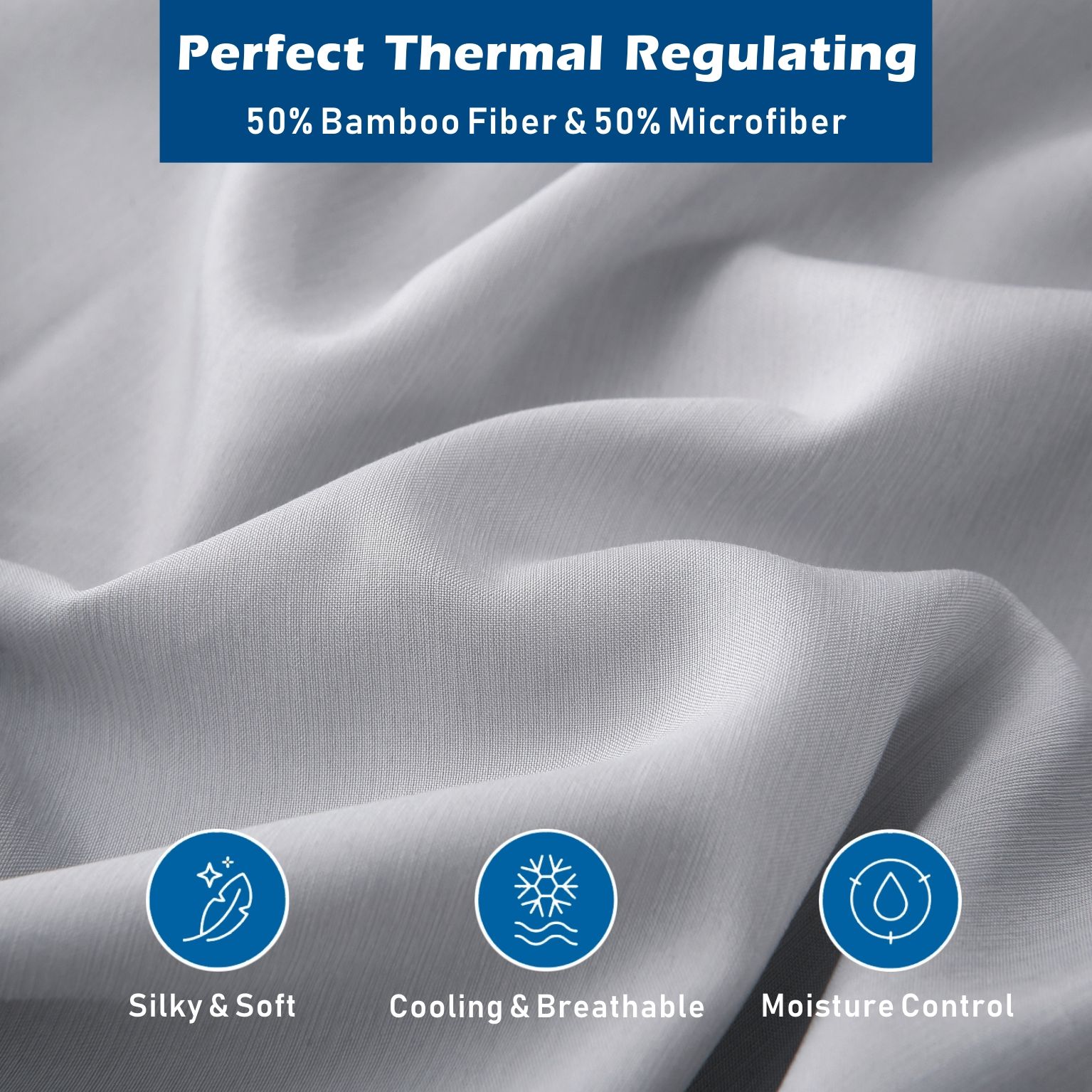 3 Piece Hotel Bamboo Cooling Sheet Set -Ultra Soft 2000TC Breathable Bed Sheets Set with 37 Centimetre Deep Pocket-Cooling Sheets for Hot — image 2