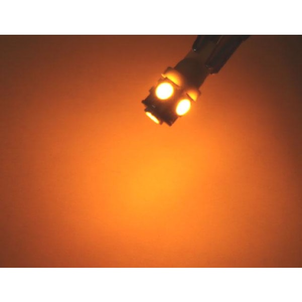 T10 w5w LED with 5 pcs 5050SMD Yellow-Orange chip 12v DC 10-pack Yellow — image 2
