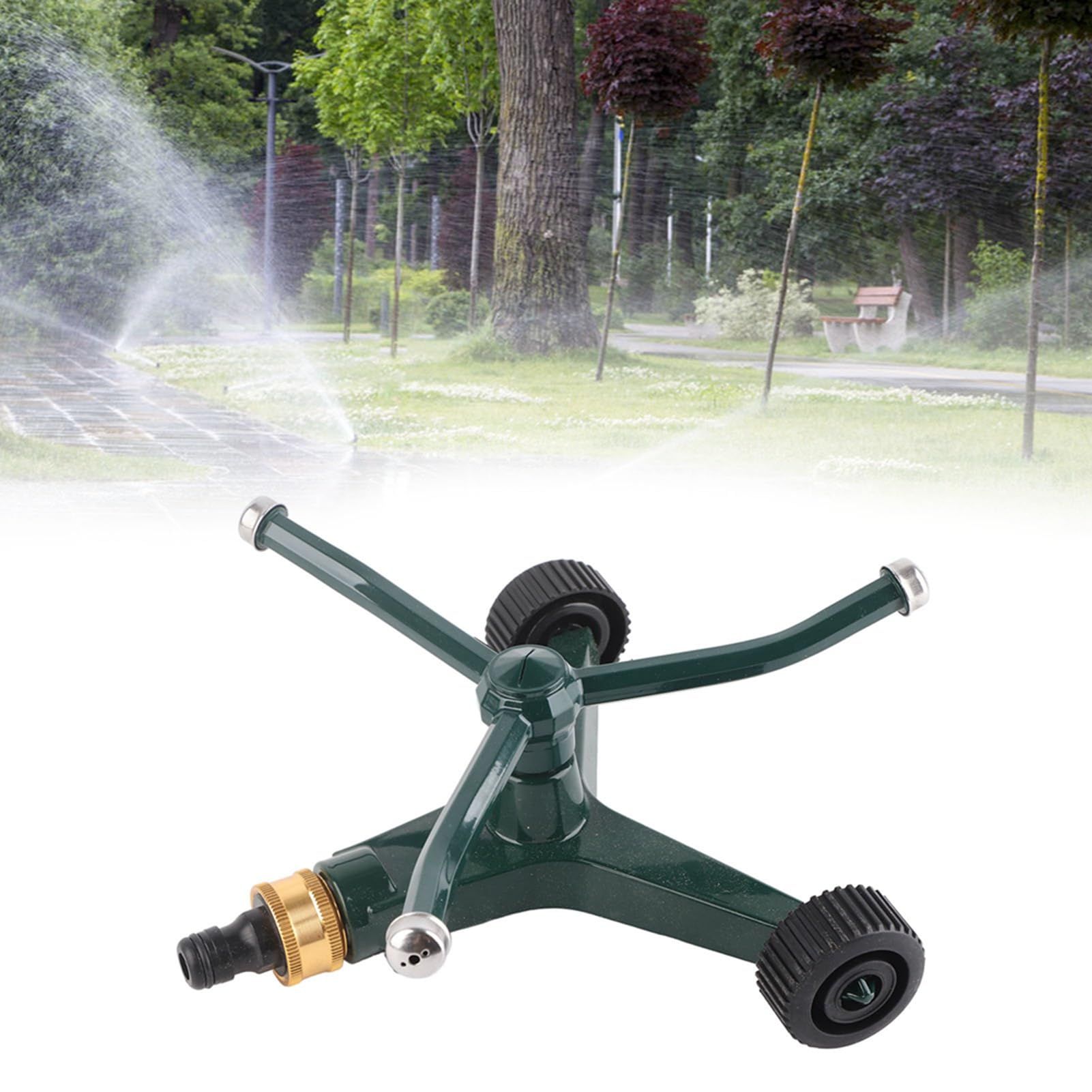 Three Arms Lawn Sprinkler, Metal Three Arm Sprinkler 360° Rotating Irrigate Lawn Sprinkler Automatic Rotate Lawn Sprinkler — image 4