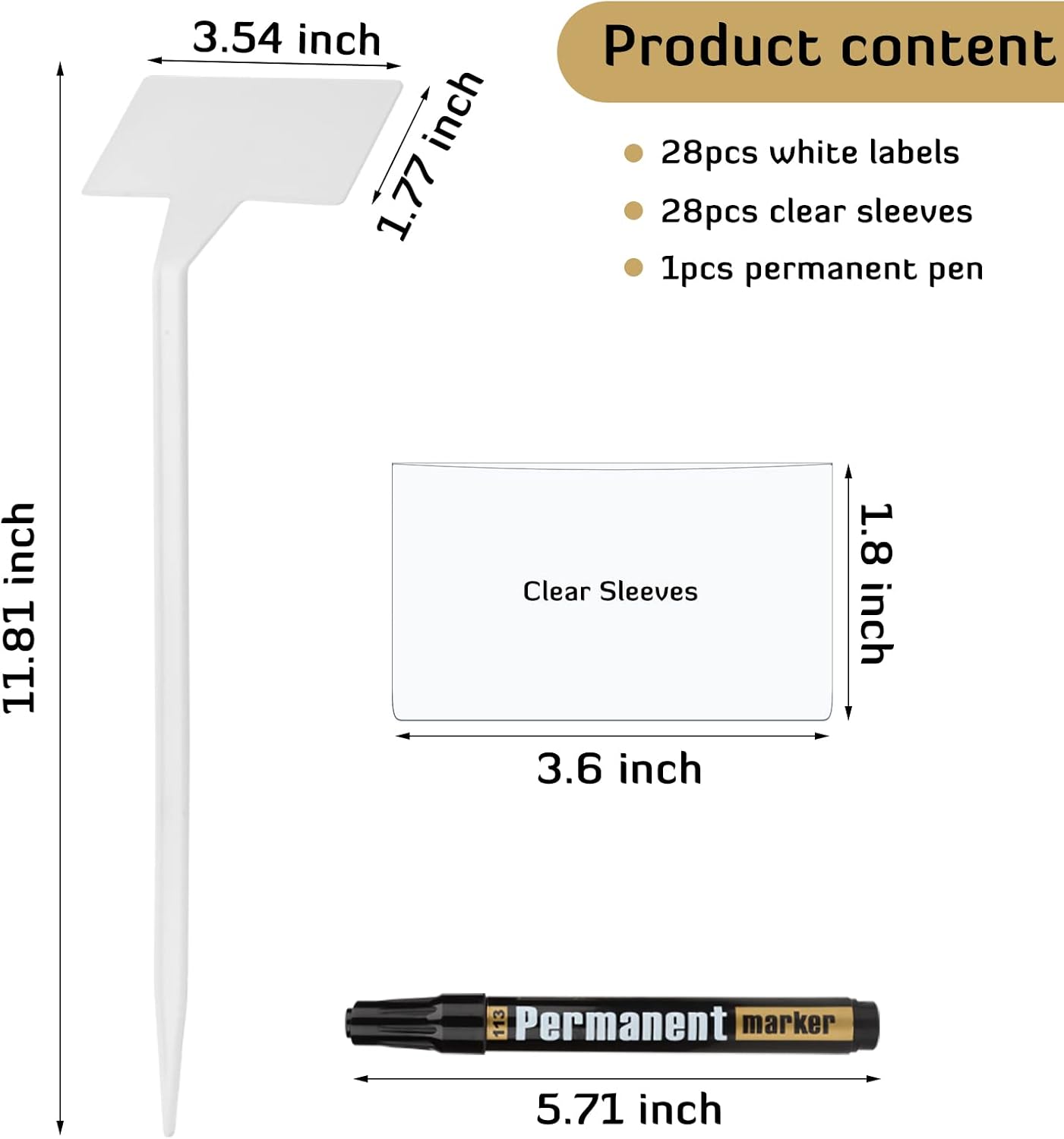 28 Pack Outdoor Plant Label, Large Waterproof Plastic Plant T-Type Tags, Durable Nursery Garden Markers, Perfect for Herbs, Flowers, Vegetable (Height 11.8'') — image 6