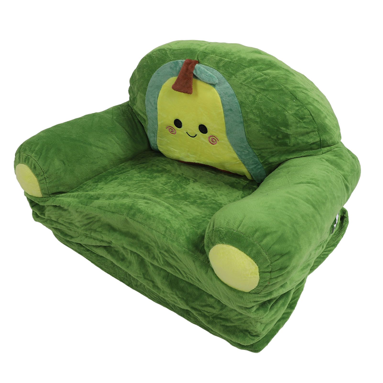 Foldable Kids Sofa Cute Cartoon Design Short Plush Soft Comfortable Portable Children Couch for Home Avocado