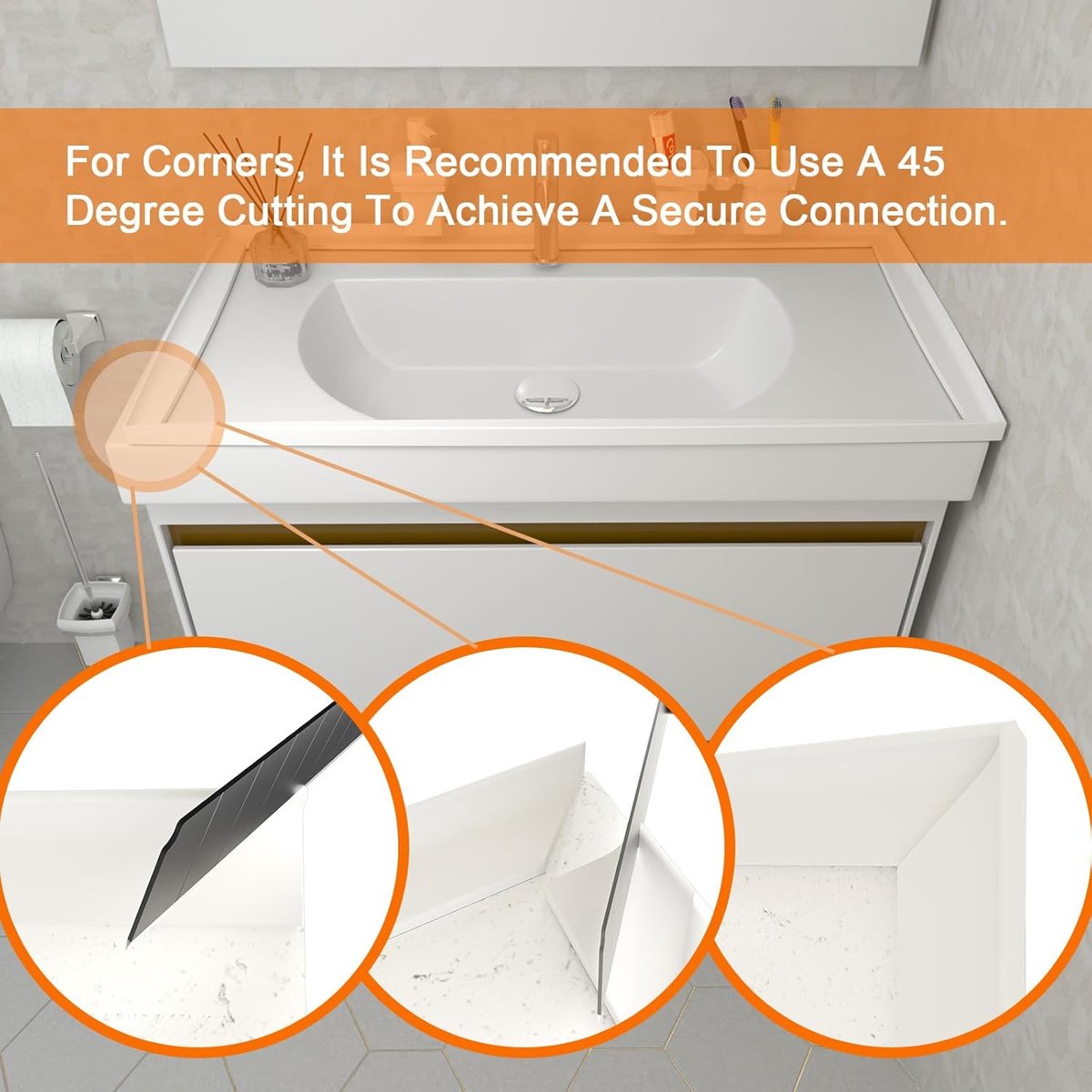 Water Threshold 200cm White - Shower Thresholds - Self-Adhesive Shower Water Barrier - Compact - Sanitary Water Stopper - Shower Threshold - Water Stopper — image 5