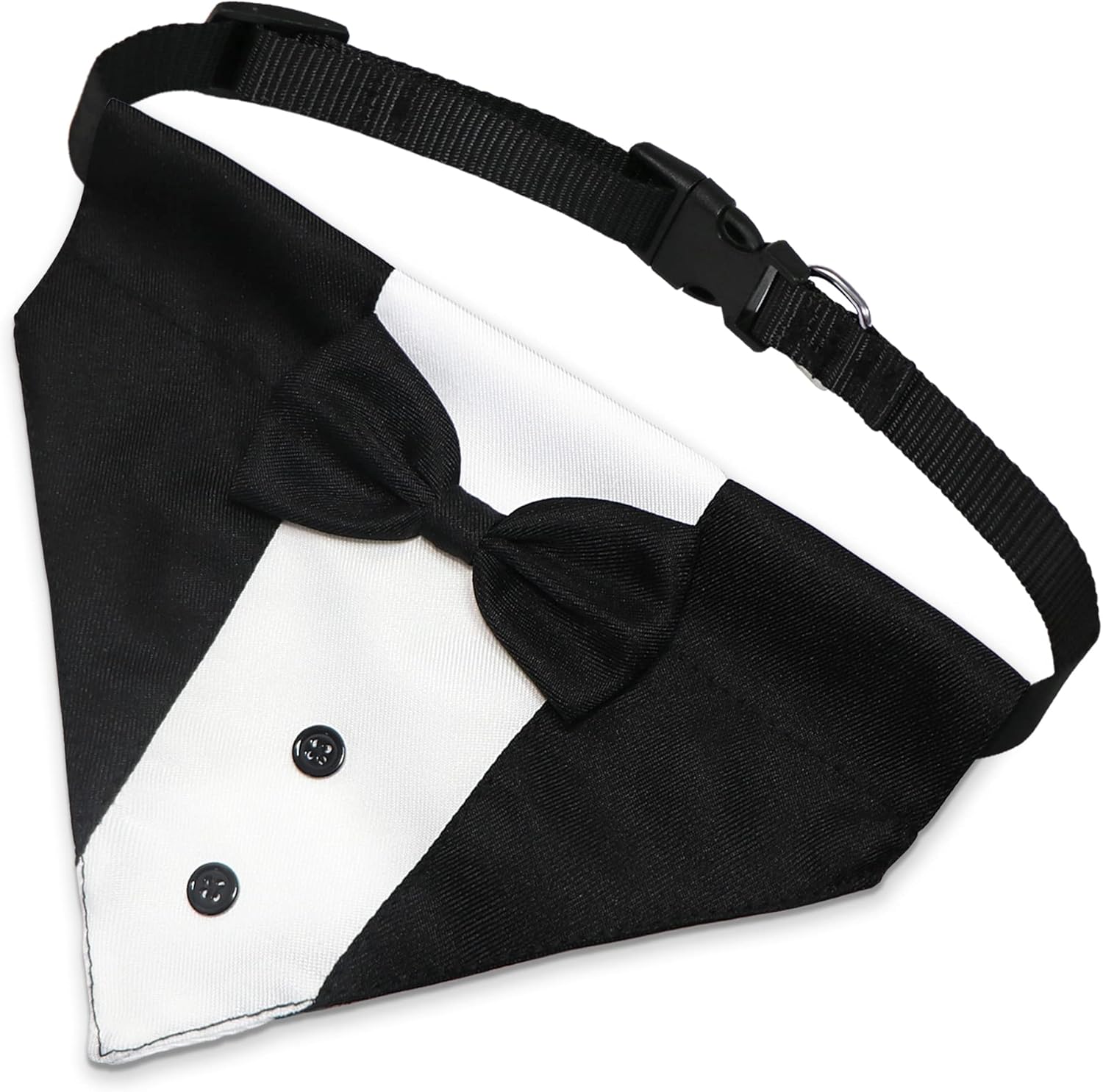 Formal Dog Smoking Set Collar Neckband Adjustable 12.5-21 Inch Black Formal Dog Dress for Wedding Engagement Birthday Fits Small Medium Large Dogs and Other — image 2