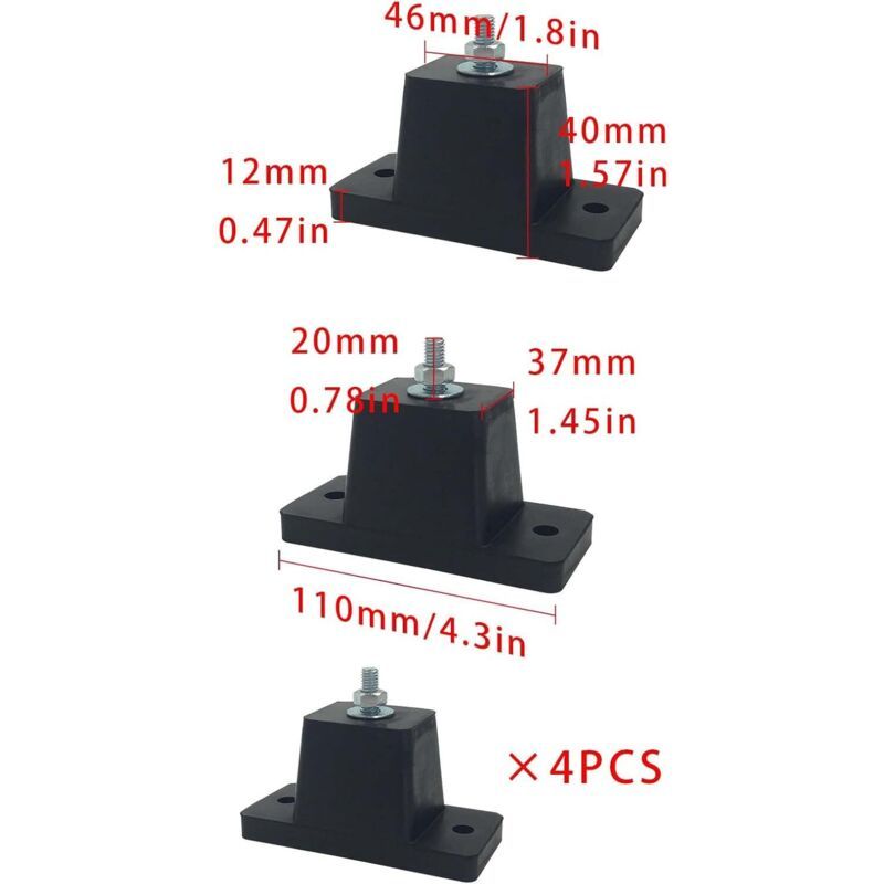 4 Pcs Rubber Anti-Shock Absorber Mounts Units Vibration Pads for Air Conditioners, 4cm — image 3