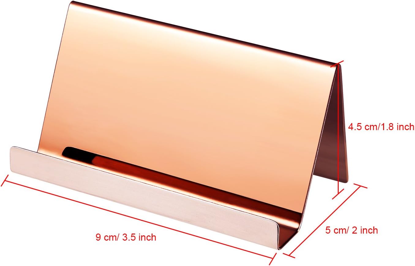 Maxdot Rose Gold Business Card Holders Stainless Steel Name Cards Display Stand Desktop Rack Organizer for Office Home Desk Accessories โ image 3