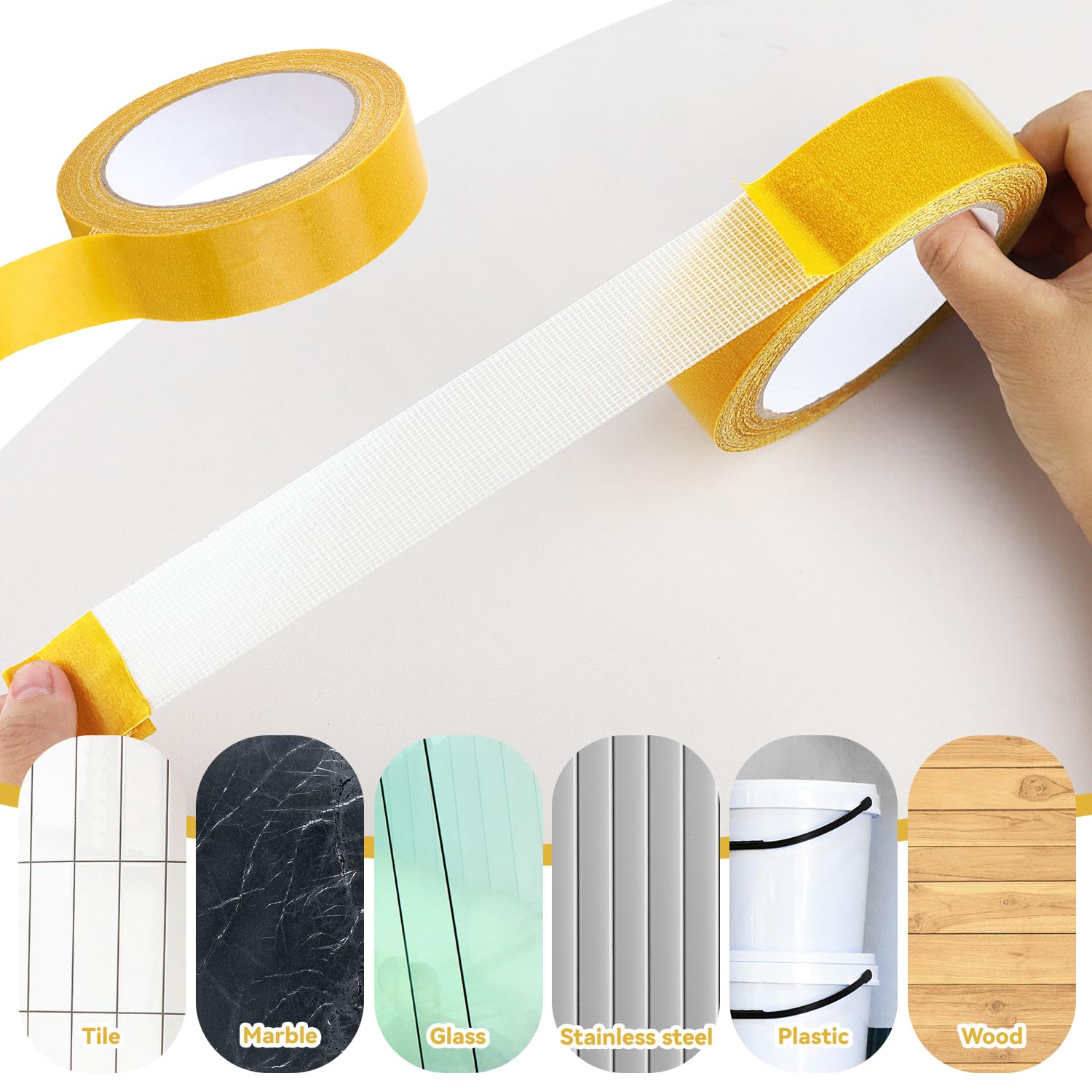 1 Pack Double Sided Fabric Tape Heavy Duty Gauze Tape Fabric Tape High Stickness Mounting Tape for Carpets, Pictures, Posters, Frames (3CM/1.18Inch x 20M/66FT) — image 4
