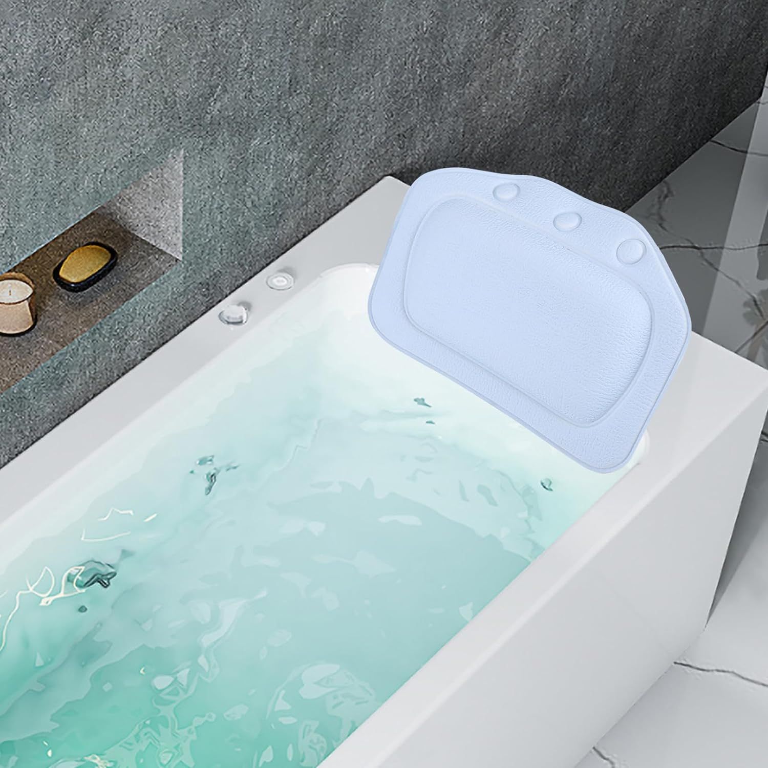 Bathtub Pillow for Neck and Back Support,Bathtub Pillow Machine Headrest for Soaking & Straight Back Tubs - Bath Accessories — image 4