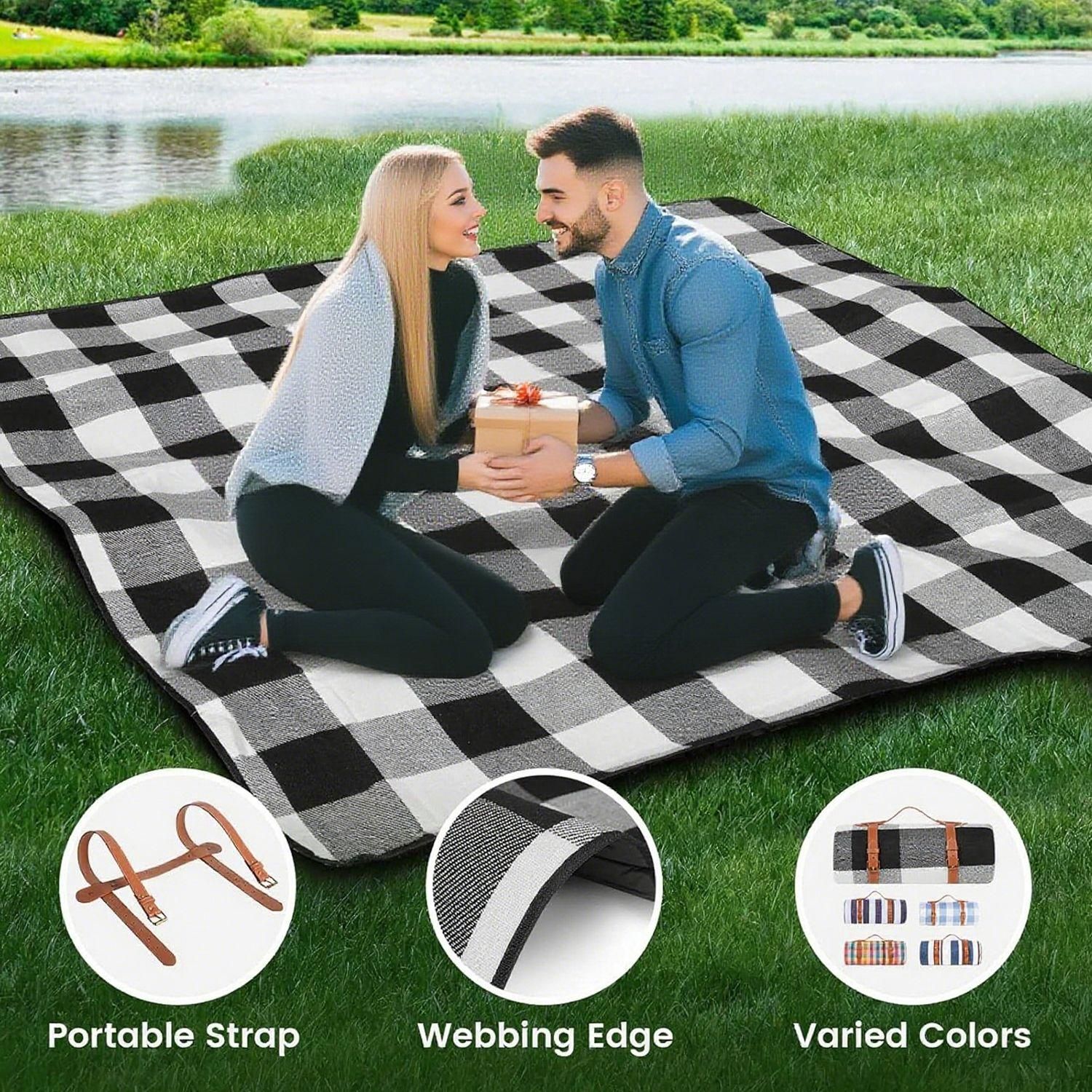 Outdoor Picnic Blanket Waterproof Mat Extra Wide Camping Tent Ground Sheet for Hiking and Outdoor Activities - Black S โ image 6