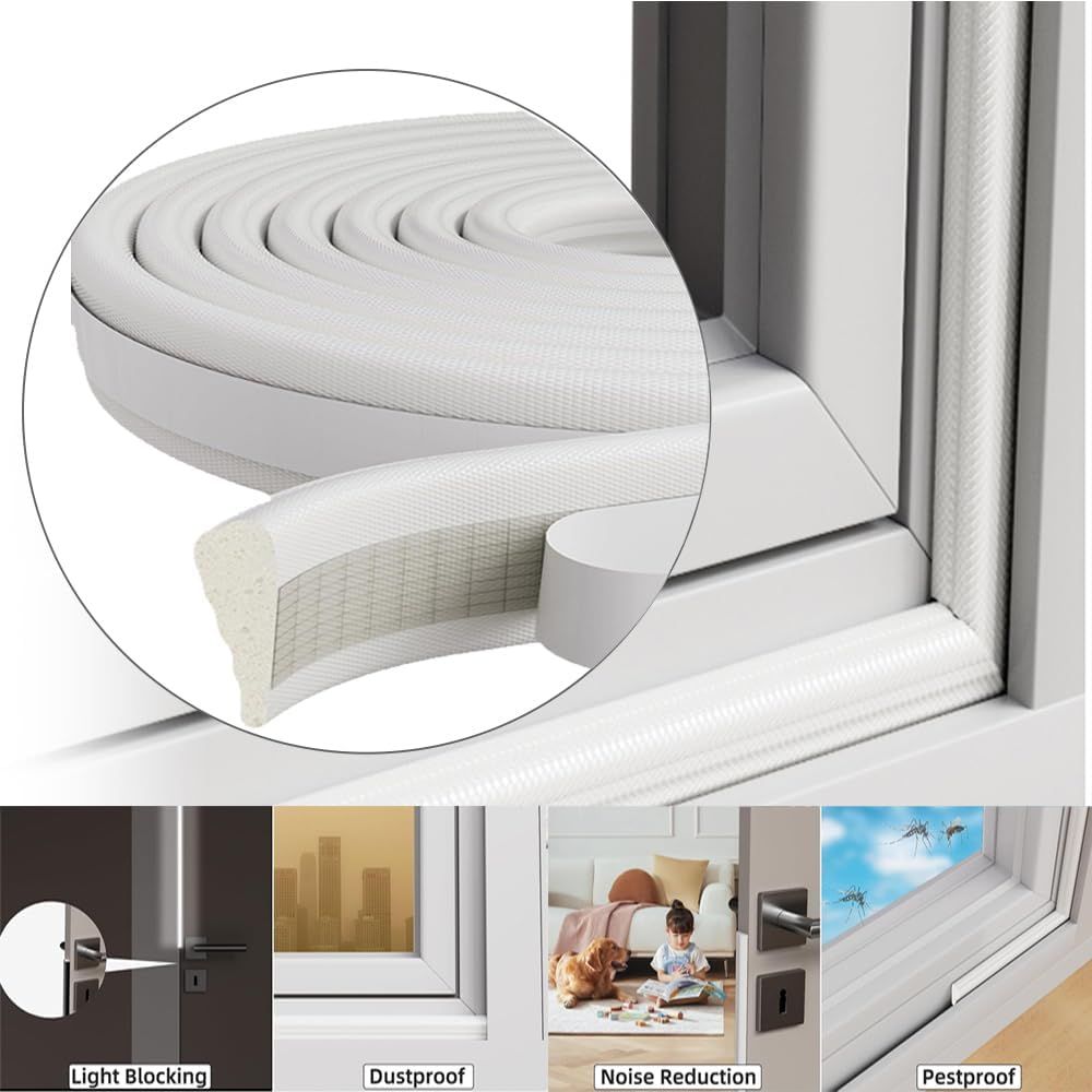 118” Wedge-Shape Foam Window Weather Stripping Door Seal Strip,Soundproofing Frame Winter Insulation Tape for Exterior Front Door,Noise Cancelling Window — image 2