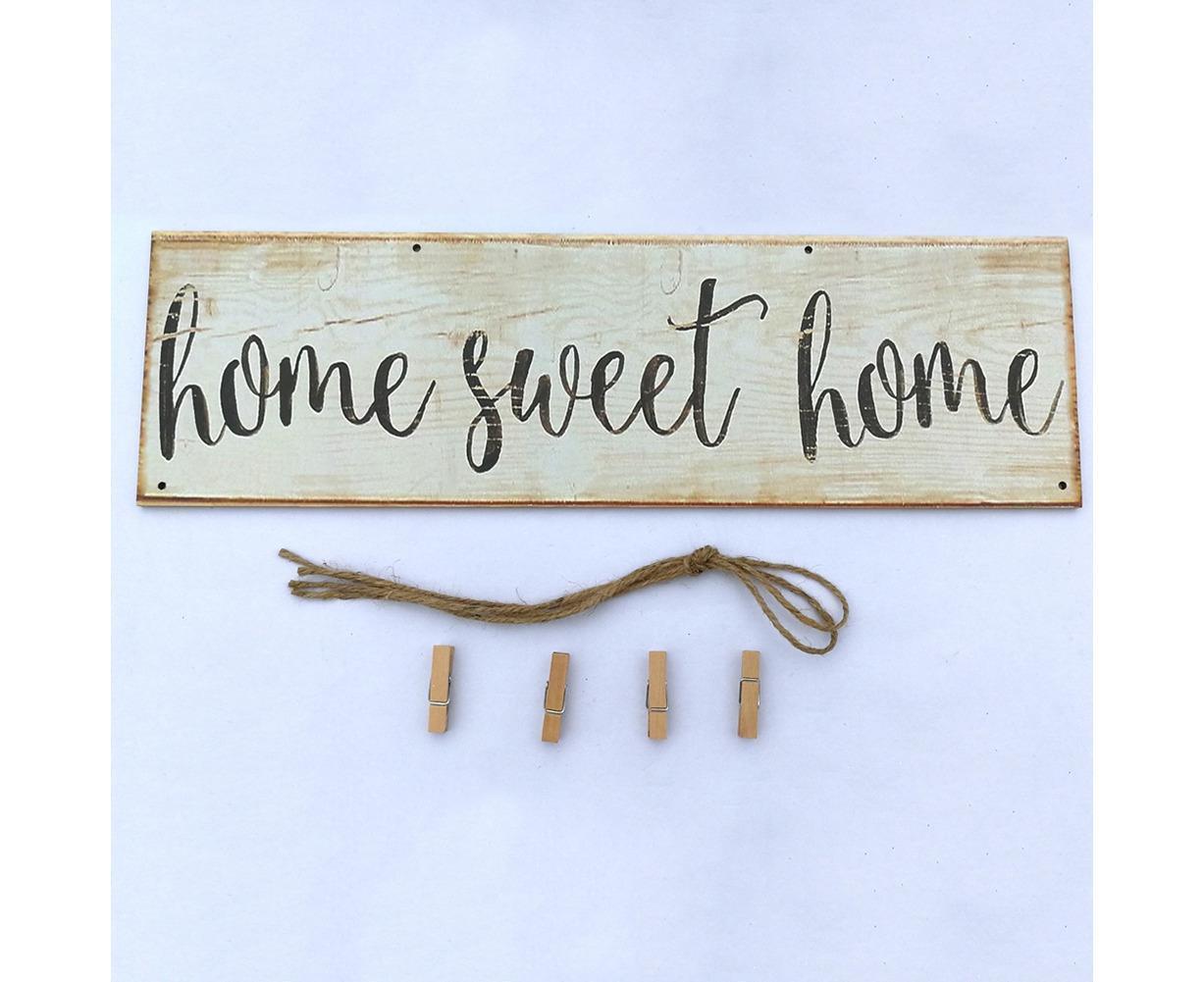 Vintage Sweet Home Letter Printed Wooden Wall Hanging Decor Photo Clip Ornament โ image 4